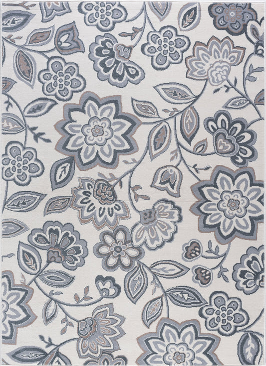Tayse Floral Area Rug MDN34-Emmalyn Transitional Cut Pile Indoor Polypropylene