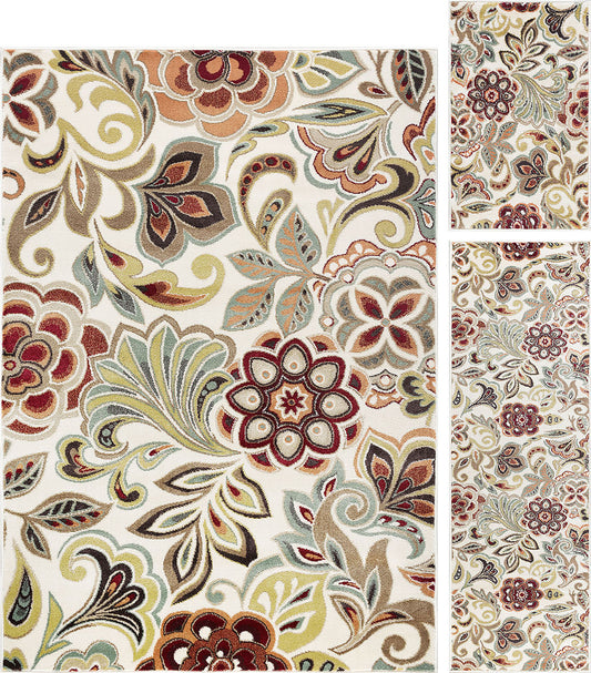 Tayse Floral Area Rug DCO10-Dilek Transitional Cut Pile Indoor Polypropylene