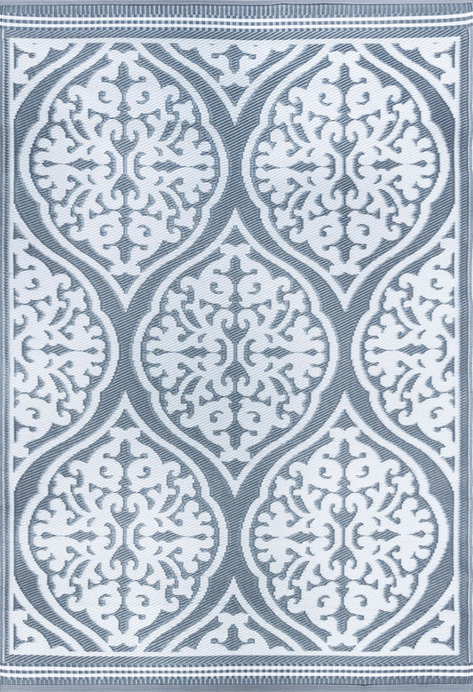 Tayse Damask Area Rug SUN17-Kingman Transitional Flat Weave Indoor/Outdoor Polypropylene