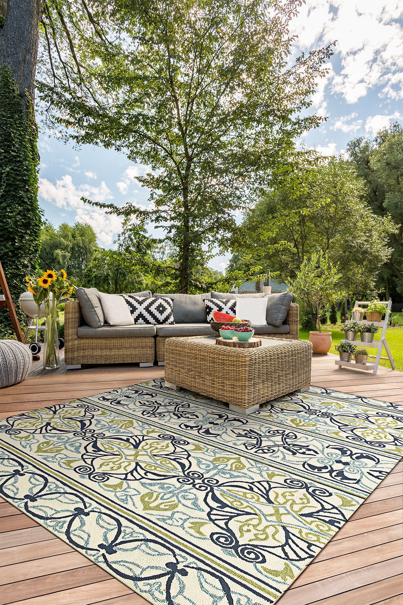 COVINGTON 3037 HAND-HOOKED Synthetic Blend Indoor/Outdoor  Area Rug By Couristan Rugs