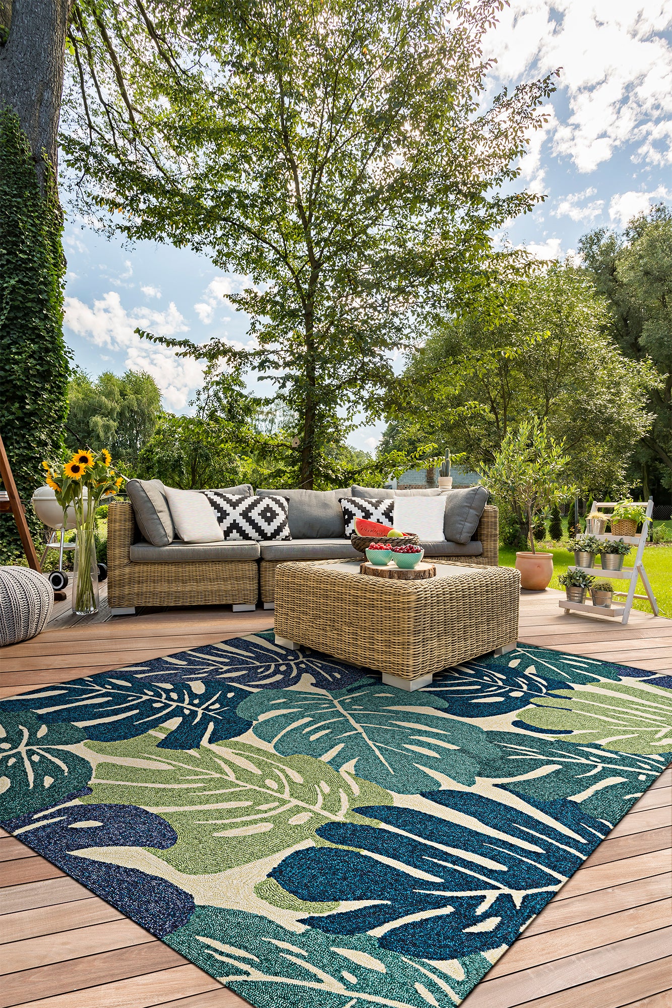 COVINGTON 3534 HAND-HOOKED Synthetic Blend Indoor/Outdoor  Area Rug By Couristan Rugs