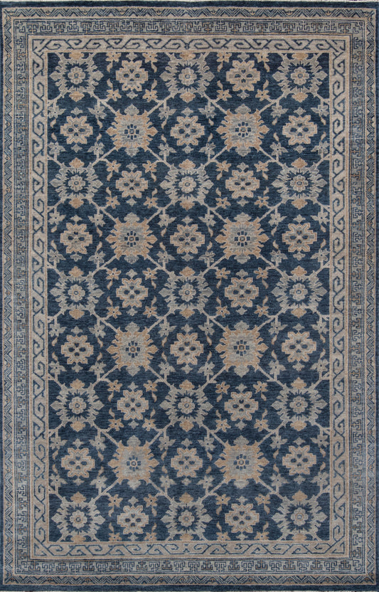 Momeni Banaras Floral Hand Knotted Traditional Rectangle Indoor Area Rug