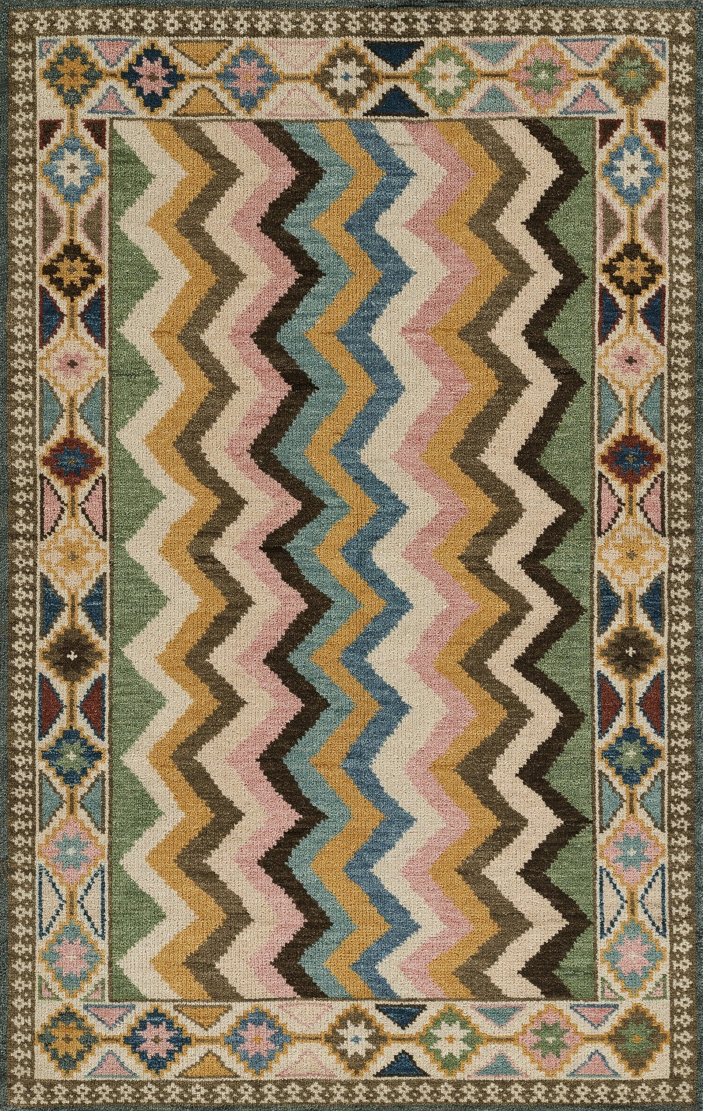 Momeni Nomad Geometric Hand Knotted Traditional Rectangle Indoor Area Rug