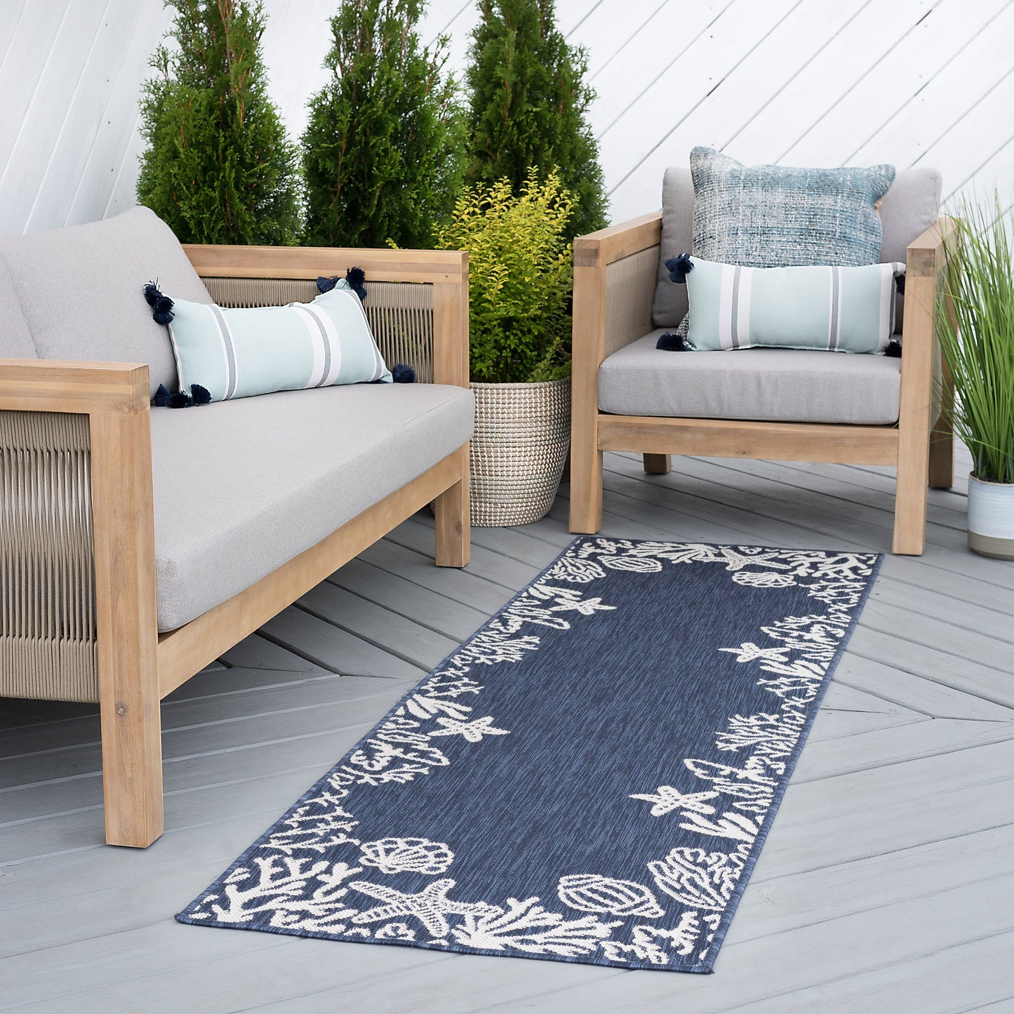 Tayse Coastal Area Rug ECO15-Biscayne Novelty Flat Weave Indoor/Outdoor Polypropylene