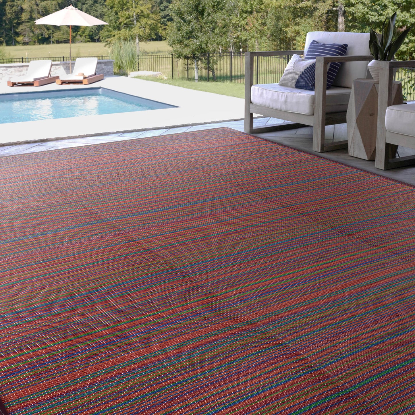 Tayse Stripes Area Rug LNA10-Sheffield Contemporary Flat Weave Indoor/Outdoor Polypropylene