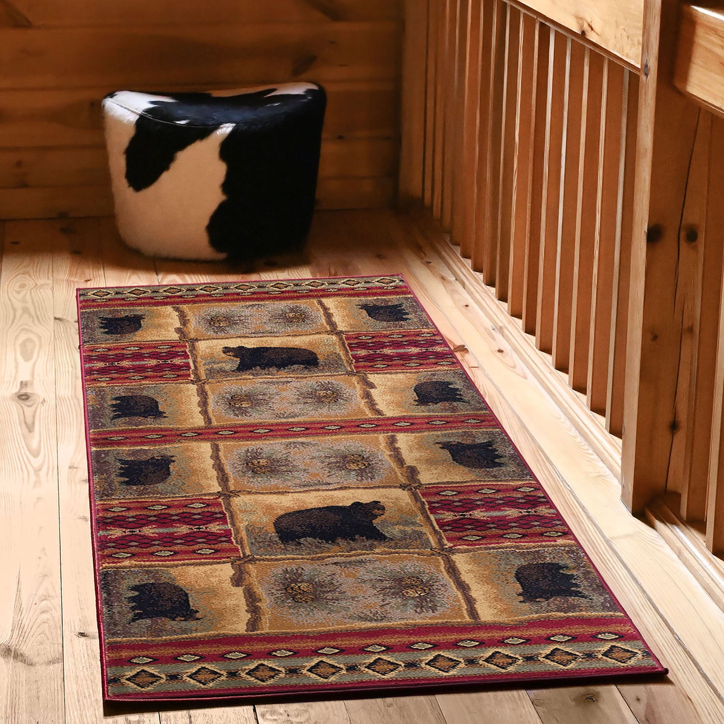 Tayse Lodge Area Rug NTR65-Sierra Bear Novelty Cut Pile Indoor Polypropylene