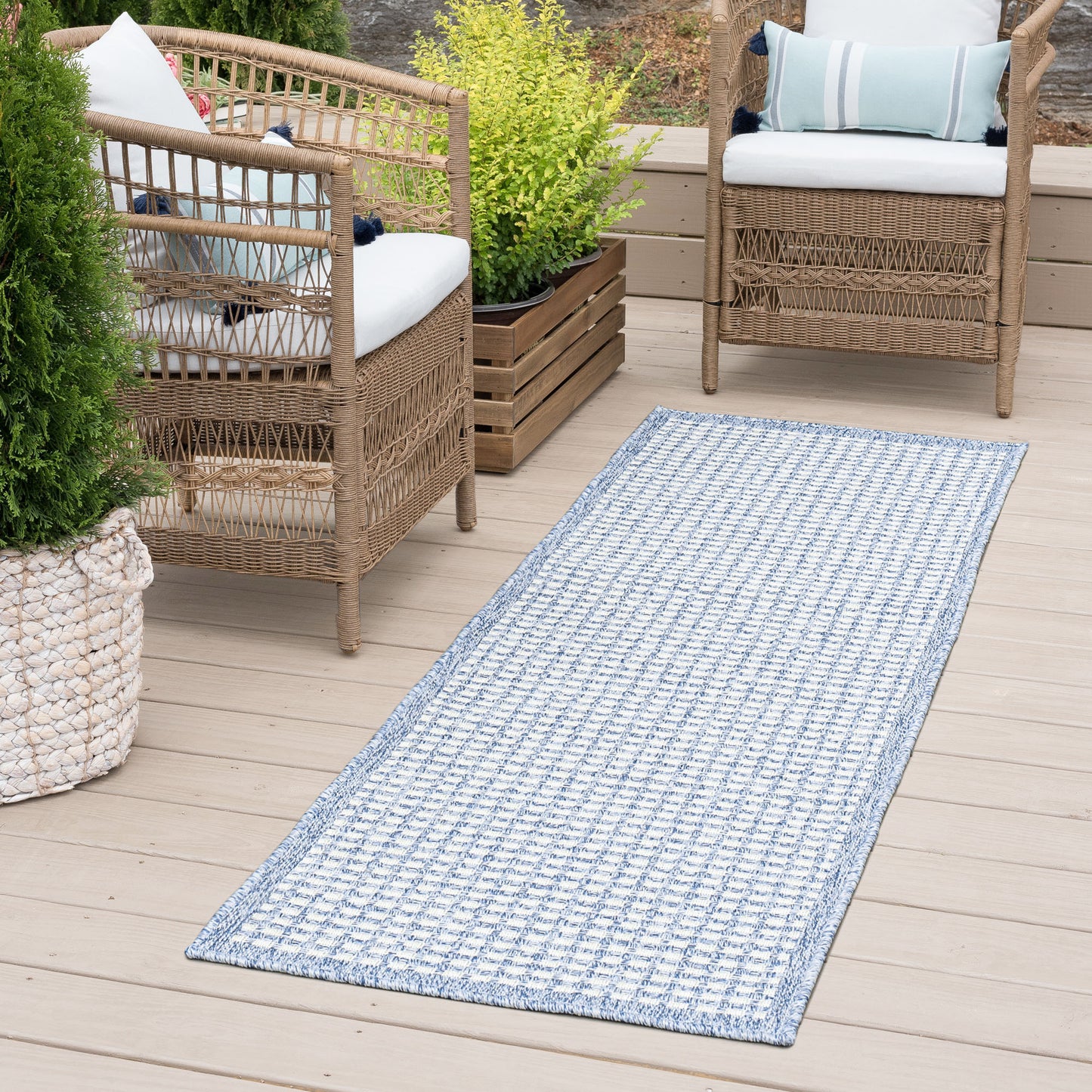 Tayse Basketweave Area Rug DEN10-Dickens Contemporary Flat Weave Indoor/Outdoor Polypropylene