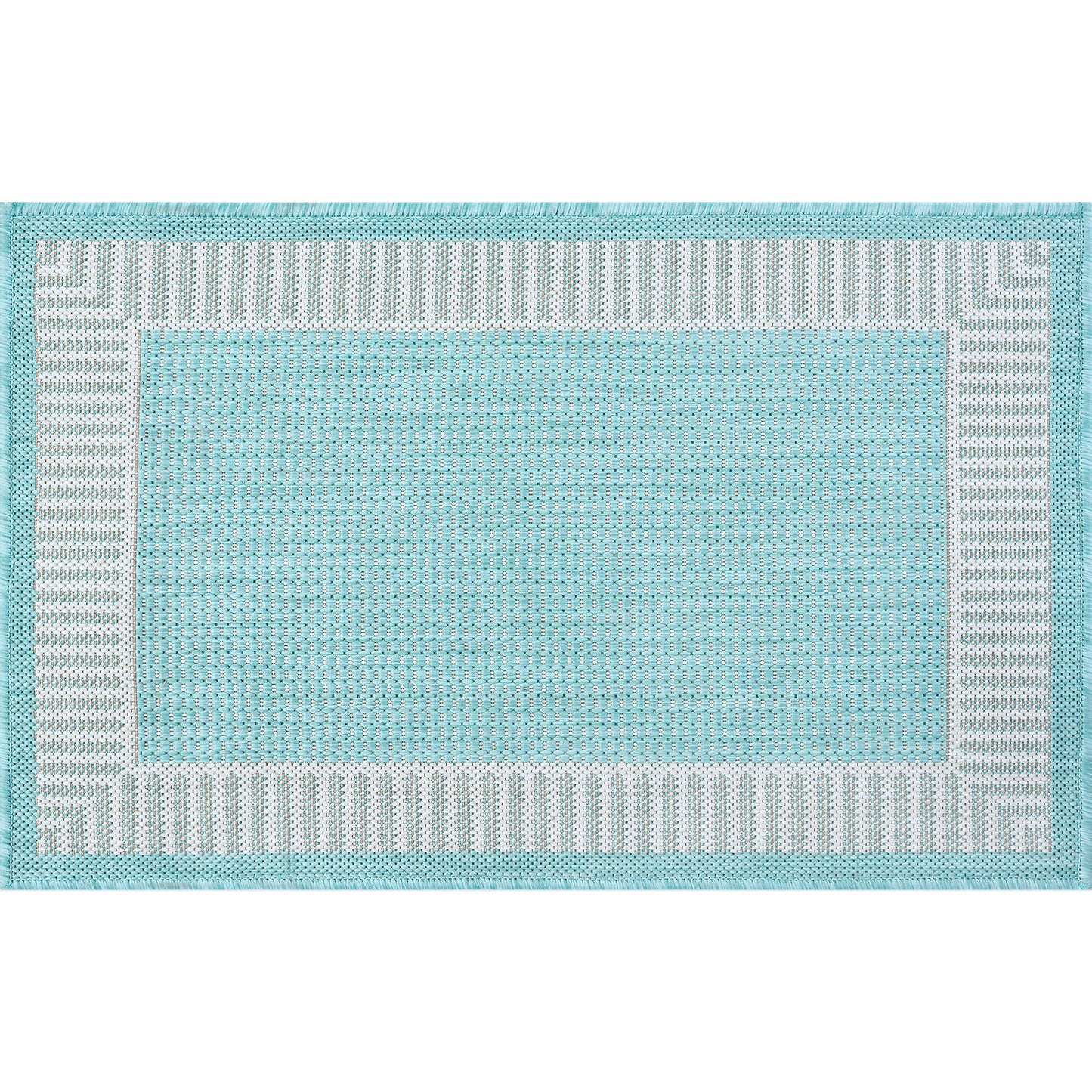 Tayse Striped Border Area Rug ECO11-Elgin Transitional Flat Weave Indoor/Outdoor Polypropylene