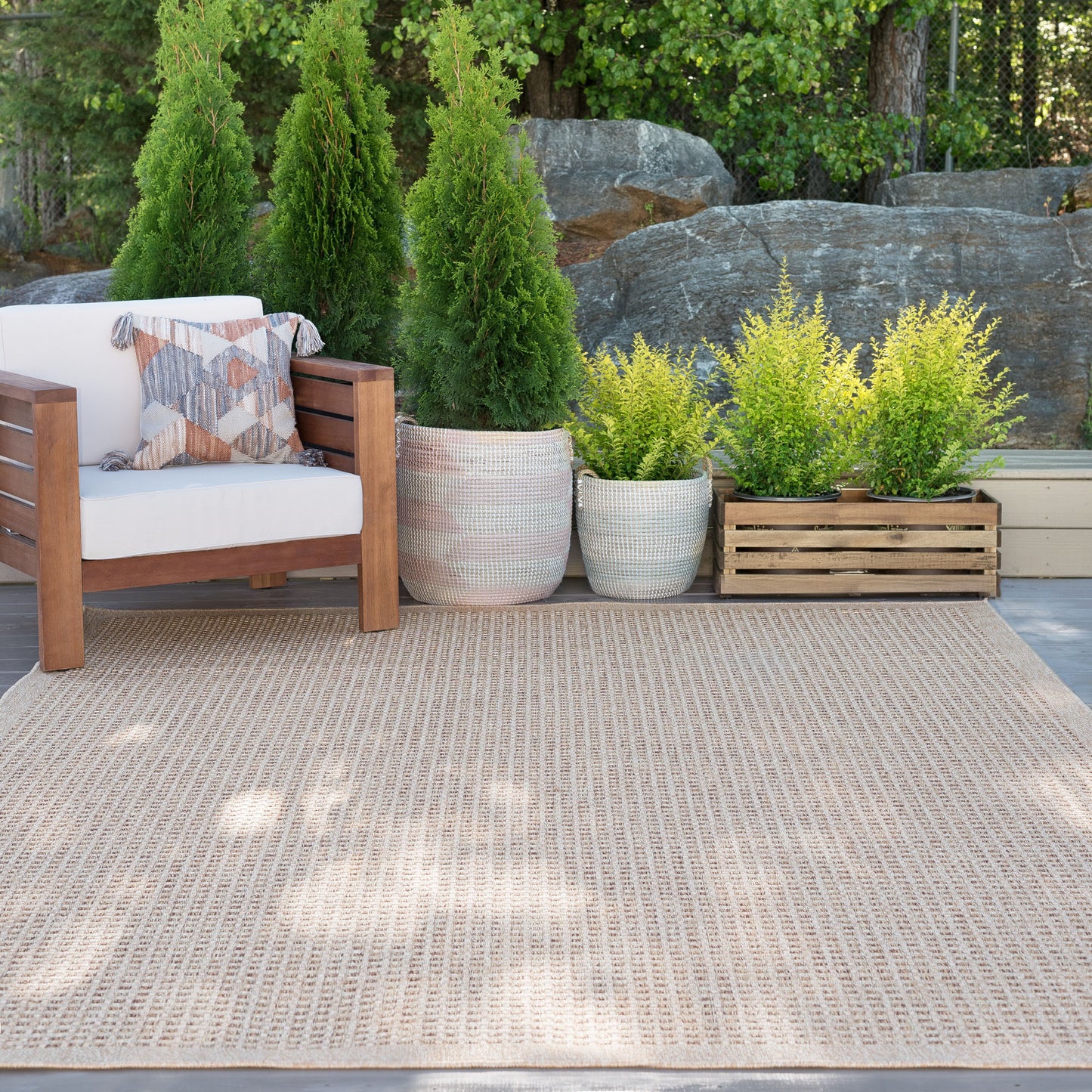 Tayse Basketweave Area Rug DEN10-Dickens Contemporary Flat Weave Indoor/Outdoor Polypropylene