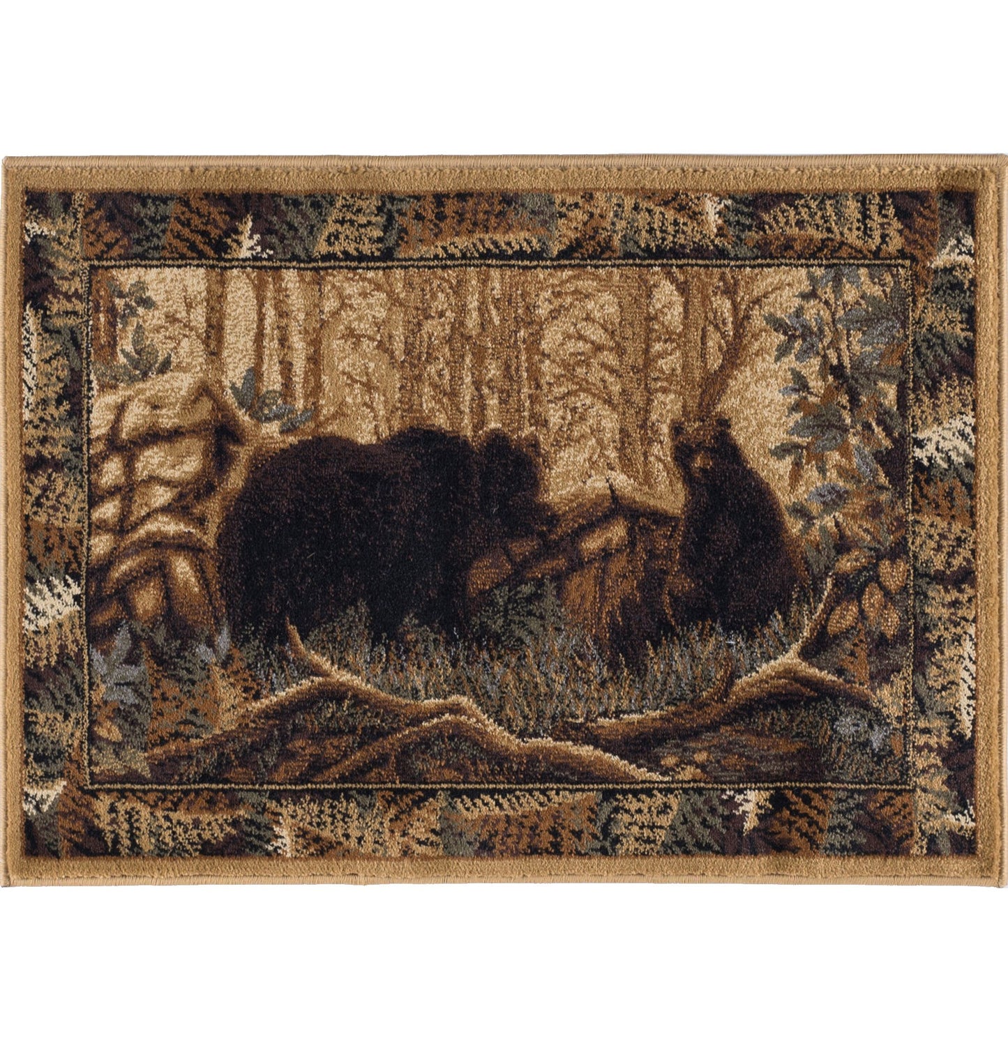 Tayse Lodge Area Rug NTR66-Fern Bear Novelty Cut Pile Indoor Polypropylene