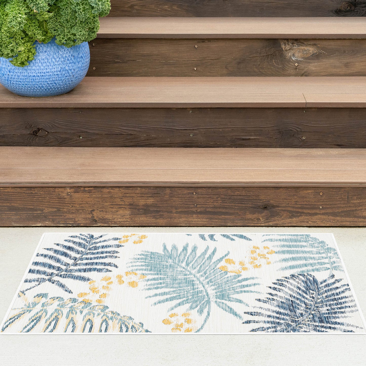 Tayse Floral Area Rug FLO12-Moreno Contemporary Flat Weave Indoor/Outdoor Polypropylene