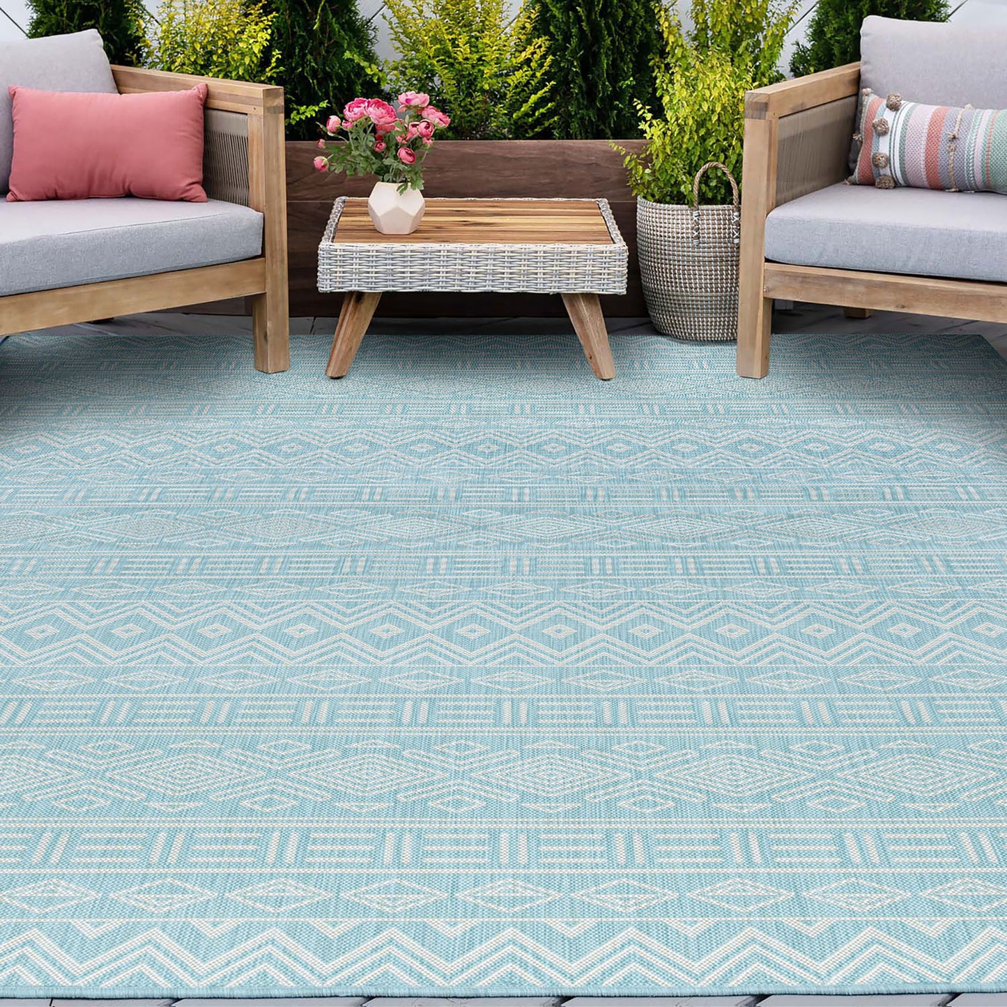 Tayse Moroccan Area Rug ECO20-Easton Contemporary Flat Weave Indoor/Outdoor Polypropylene