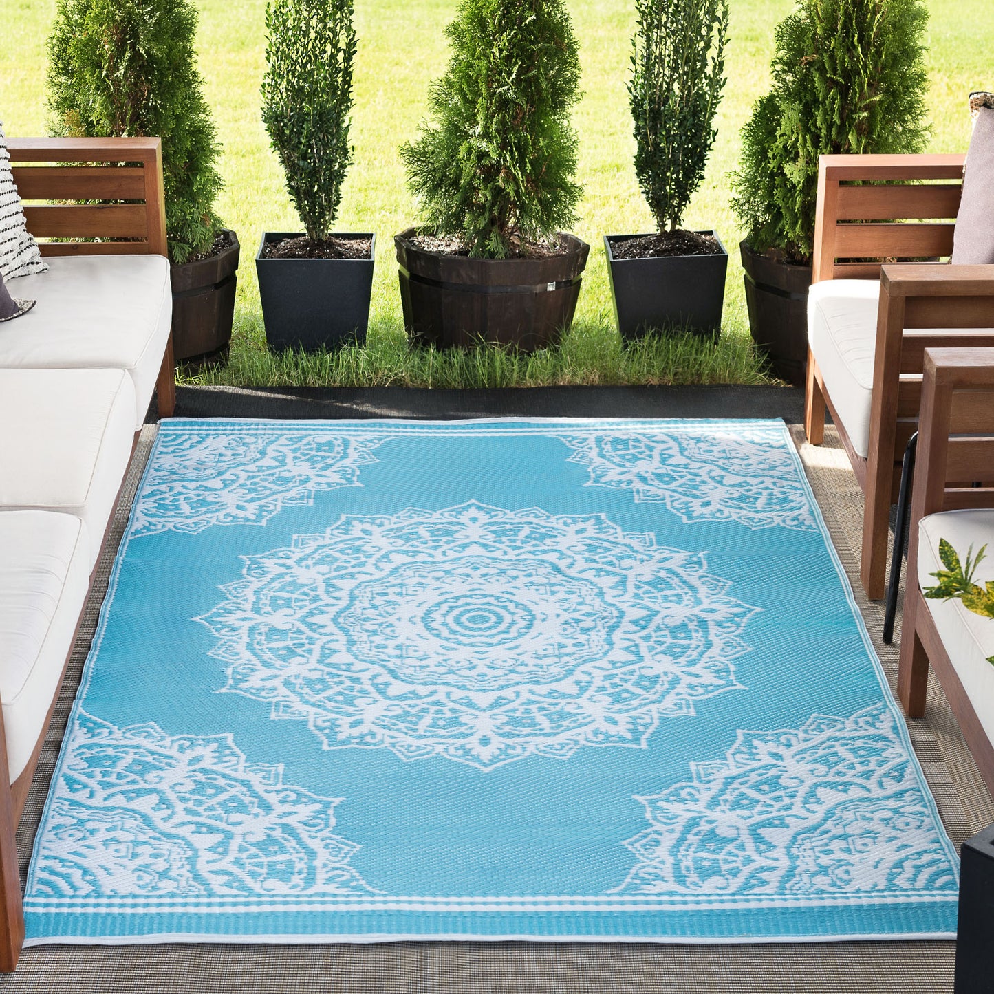 Tayse Medallion Area Rug SUN12-Anvi Traditional Flat Weave Indoor/Outdoor Polypropylene