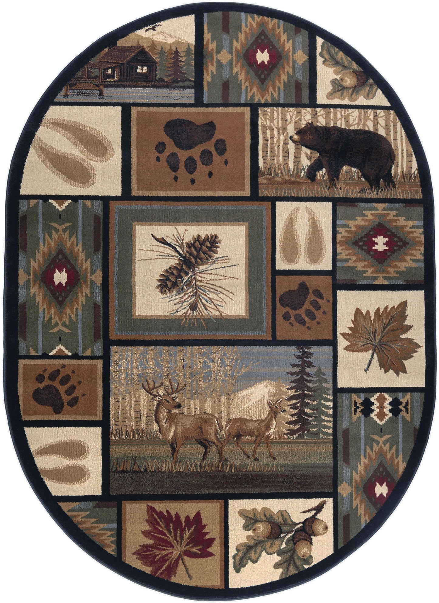 Tayse Lodge Area Rug NTR66-Northern Wildlife Novelty Cut Pile Indoor Polypropylene