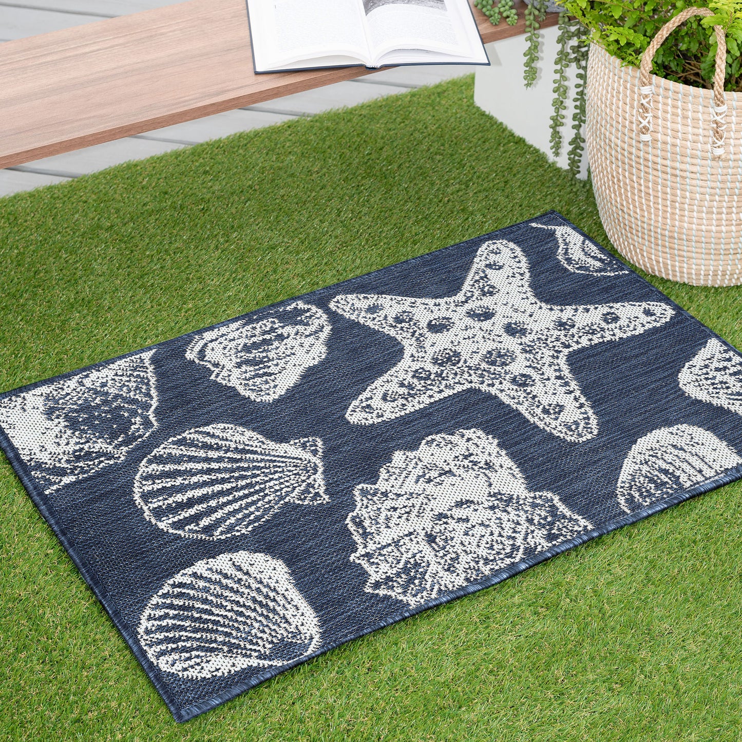 Tayse Coastal Area Rug ECO14-Sanibel Novelty Flat Weave Indoor/Outdoor Polypropylene