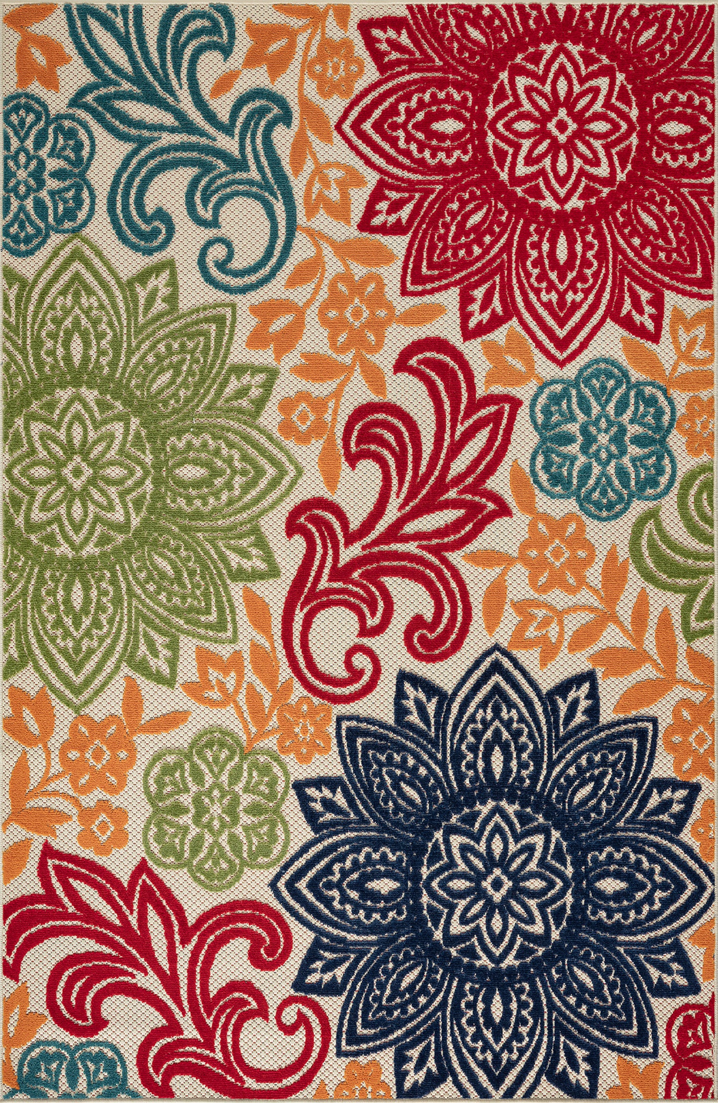 Tayse Floral Area Rug OAS13-Omalley Modern Cut & Flat Weave Indoor/Outdoor Polypropylene