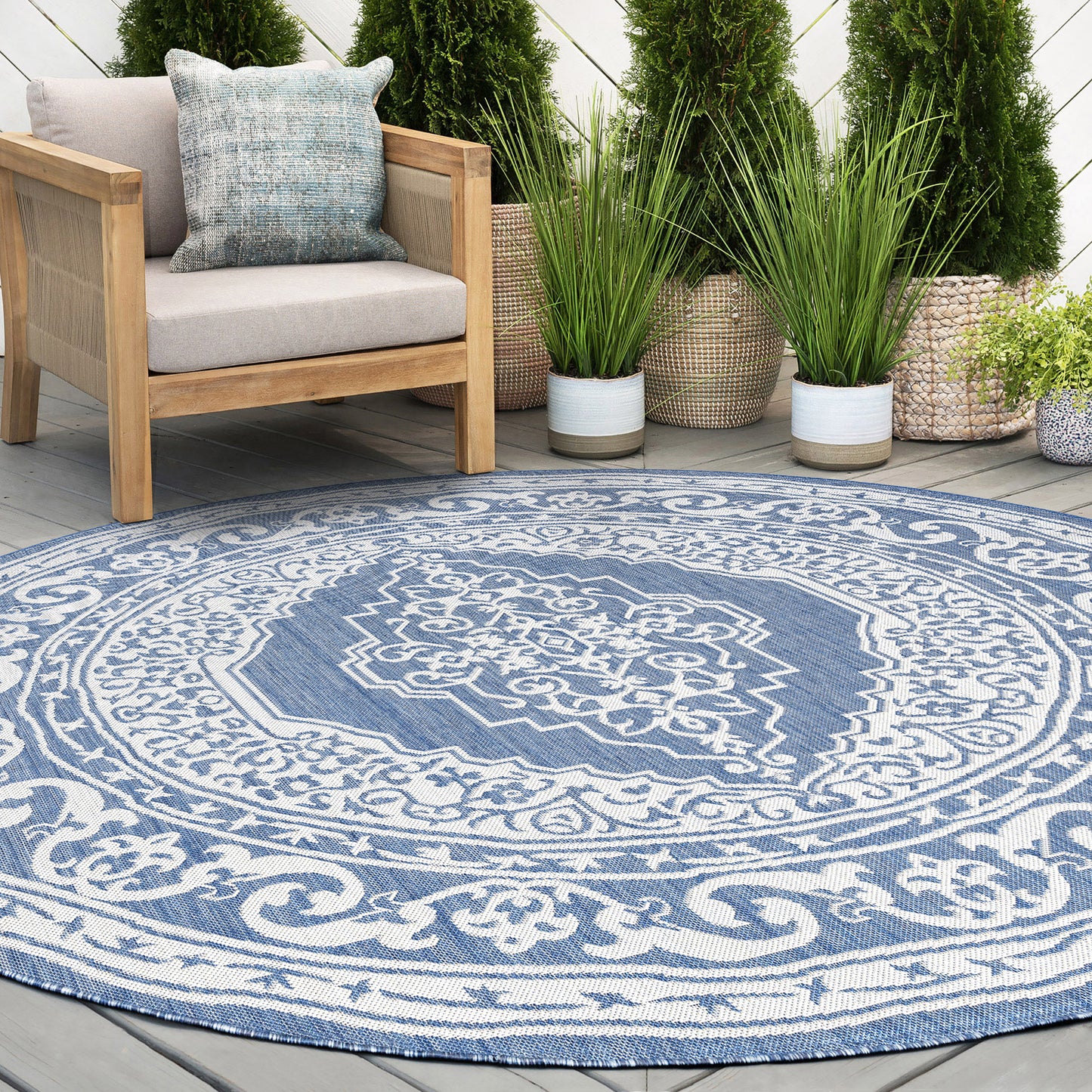 Tayse Floral Area Rug ECO16-Eamon Traditional Flat Weave Indoor/Outdoor Polypropylene