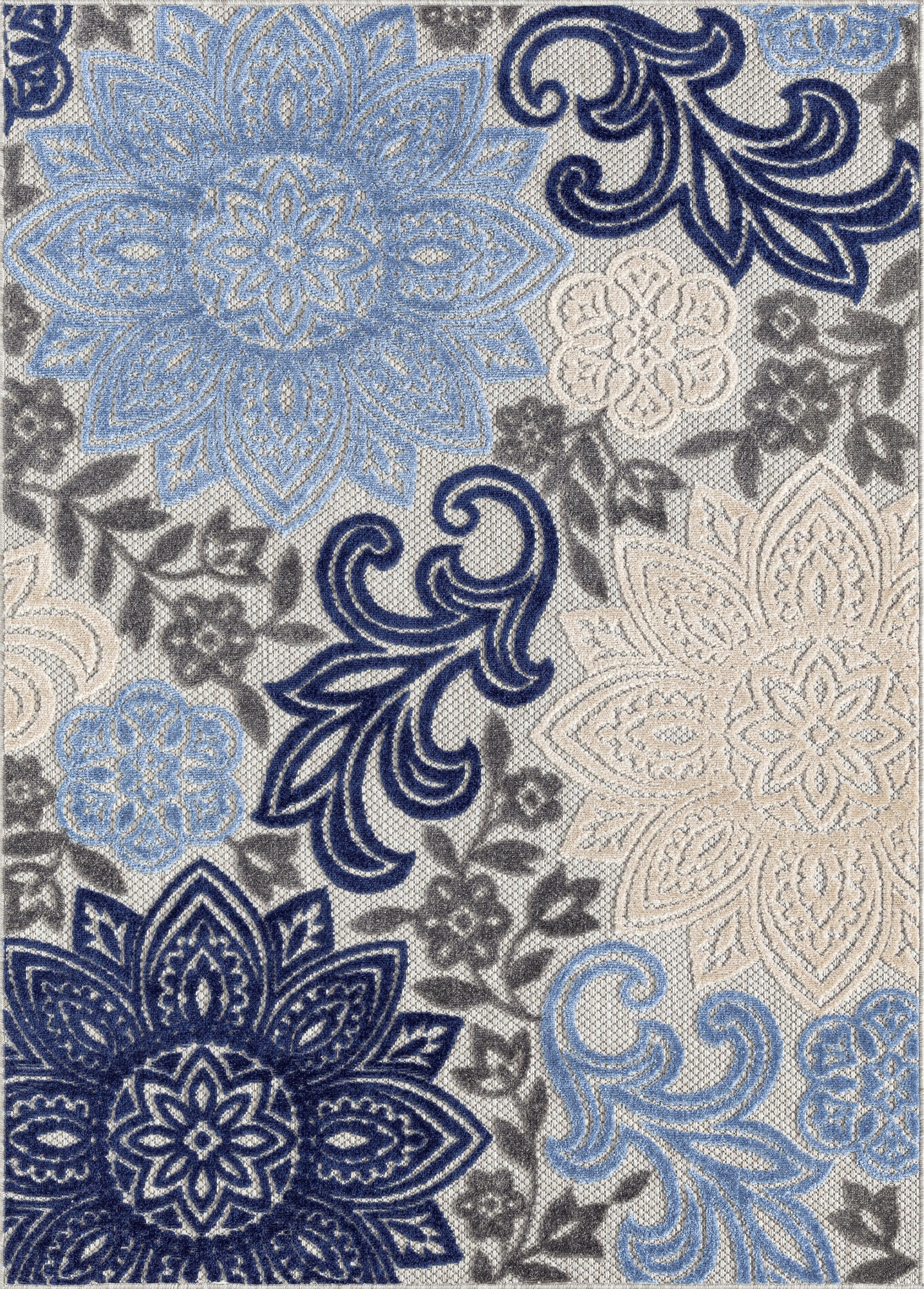 Tayse Floral Area Rug OAS13-Omalley Modern Cut & Flat Weave Indoor/Outdoor Polypropylene