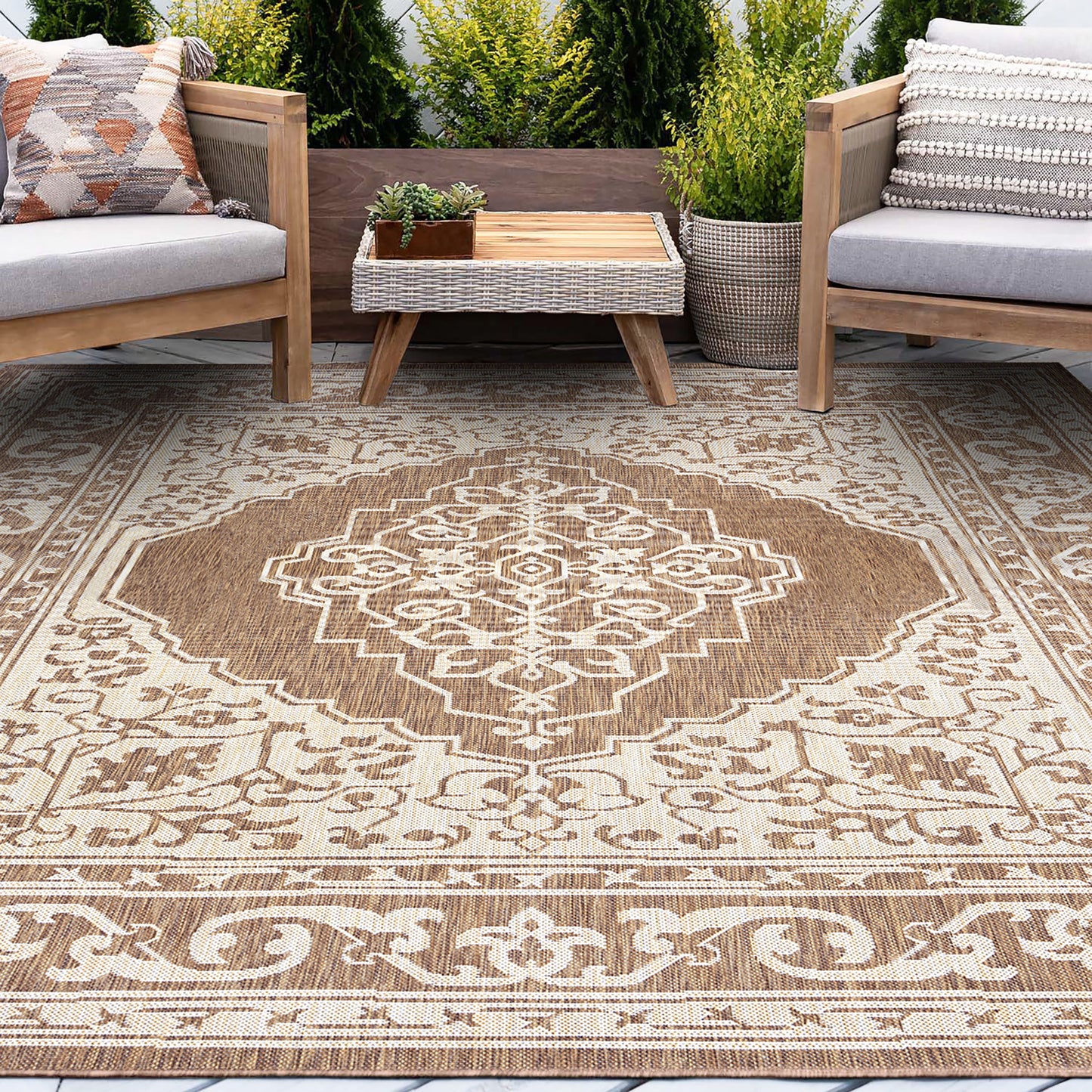 Tayse Floral Area Rug ECO16-Eamon Traditional Flat Weave Indoor/Outdoor Polypropylene