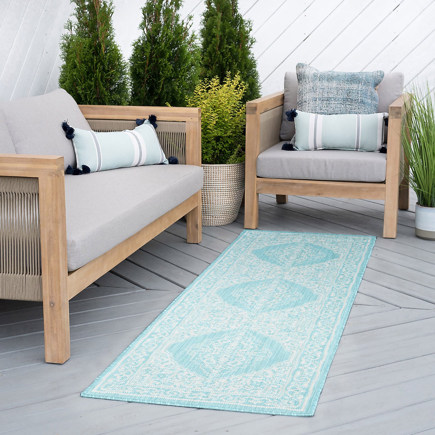 Tayse Floral Area Rug ECO16-Eamon Traditional Flat Weave Indoor/Outdoor Polypropylene