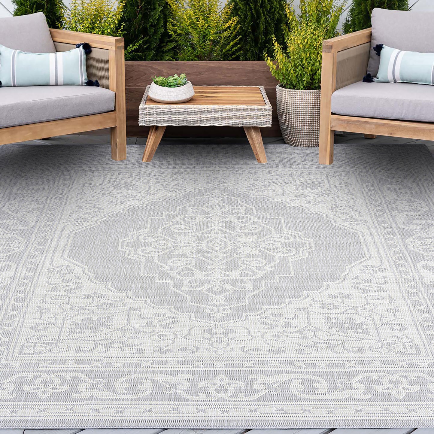 Tayse Floral Area Rug ECO16-Eamon Traditional Flat Weave Indoor/Outdoor Polypropylene