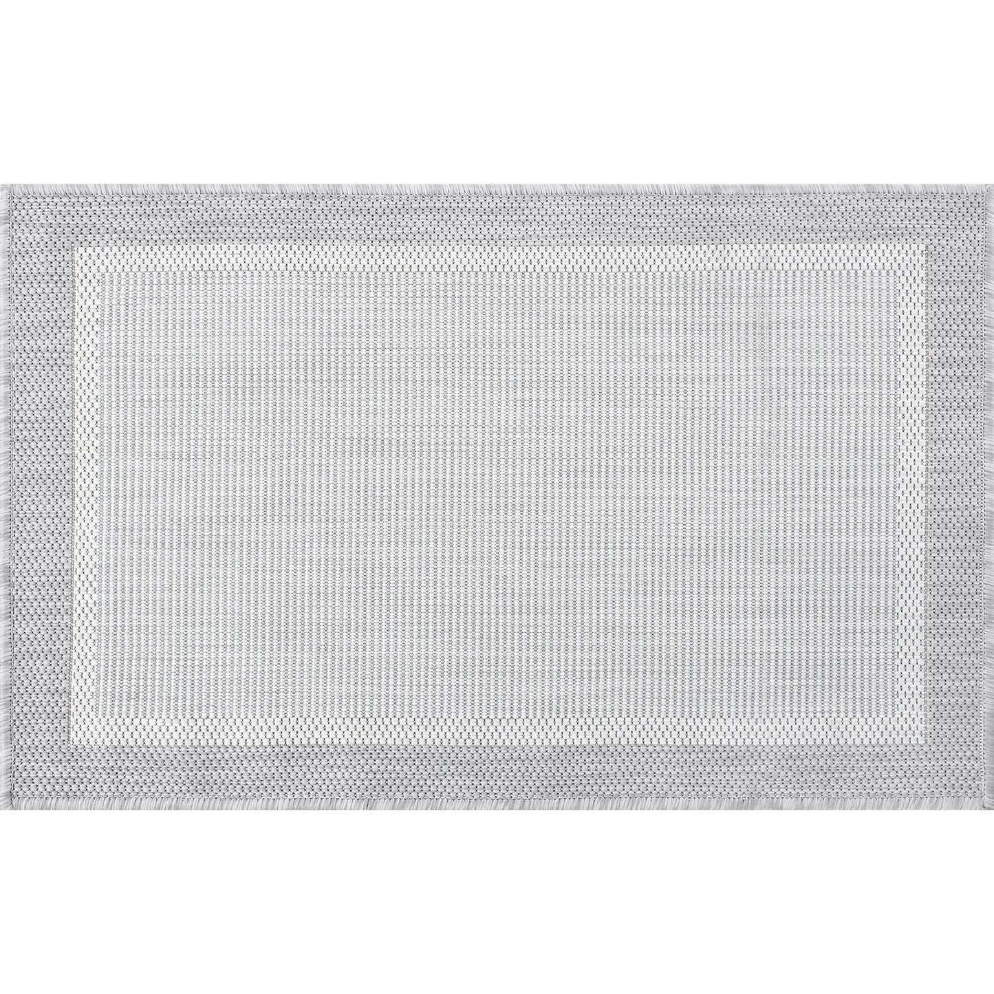 Tayse Solid Border Area Rug ECO12-Dania Transitional Flat Weave Indoor/Outdoor Polypropylene