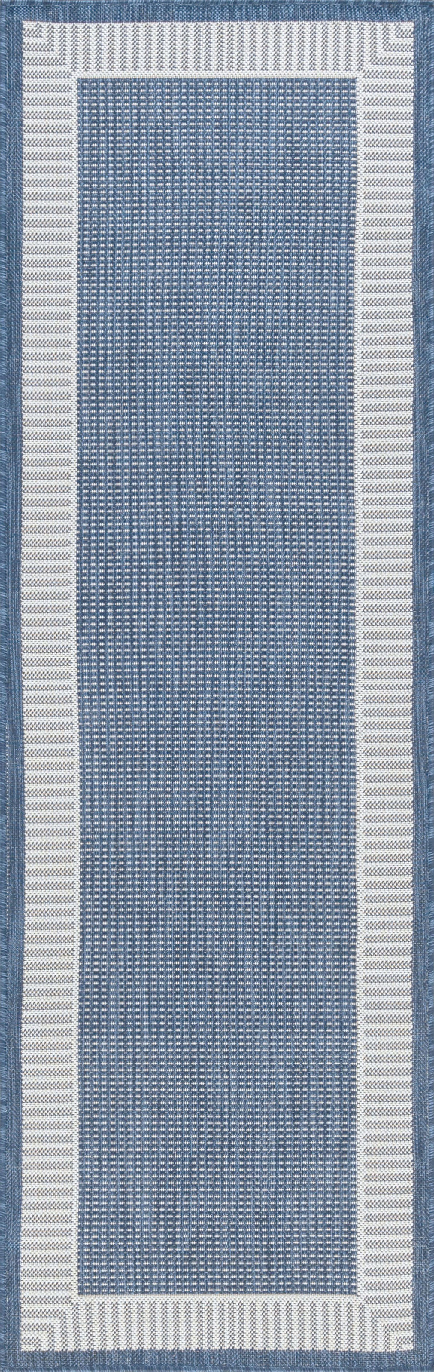 Tayse Striped Border Area Rug ECO11-Elgin Transitional Flat Weave Indoor/Outdoor Polypropylene