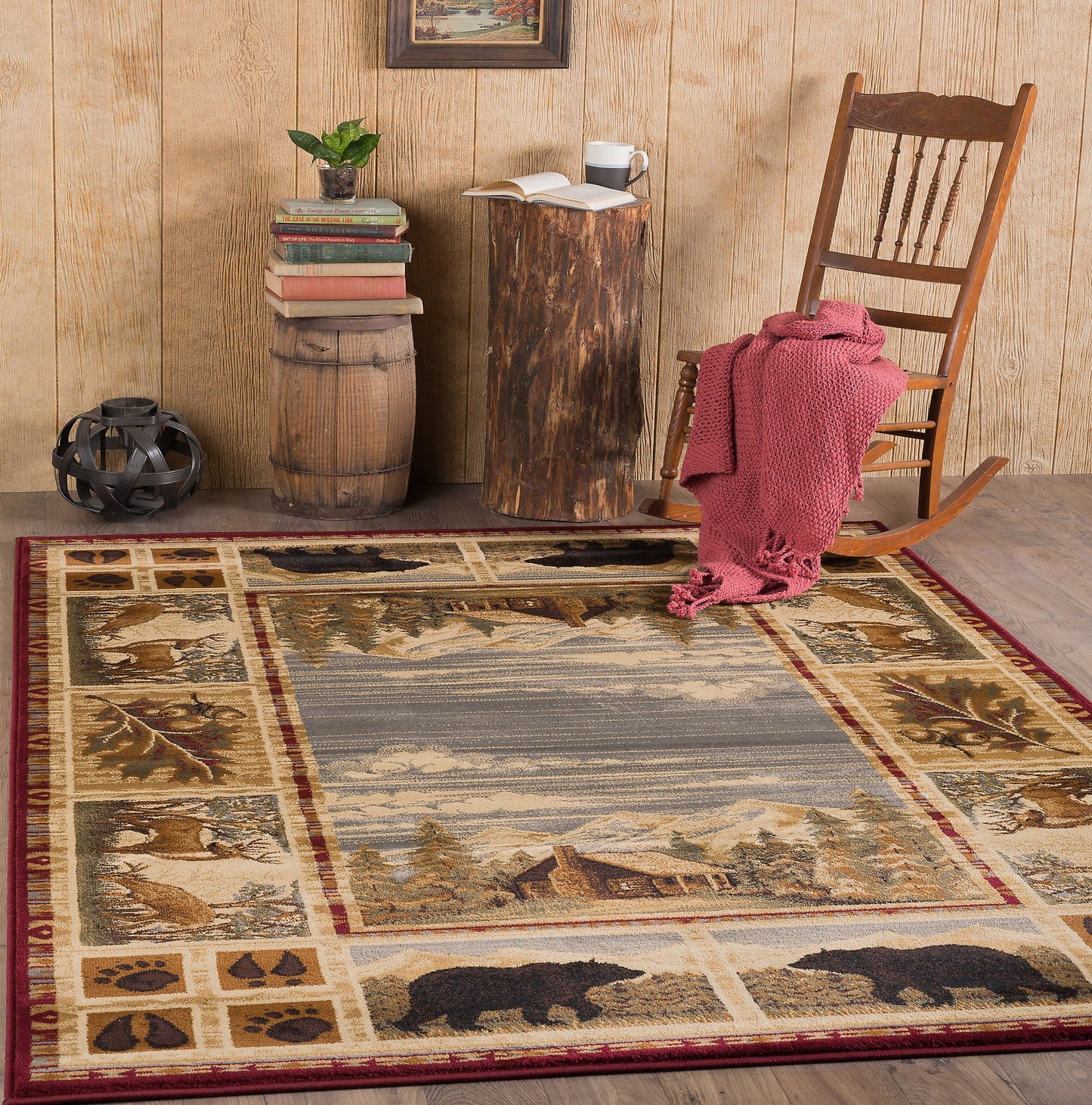 Tayse Lodge Area Rug NTR67-Lakeside Retreat Novelty Cut Pile Indoor Polypropylene