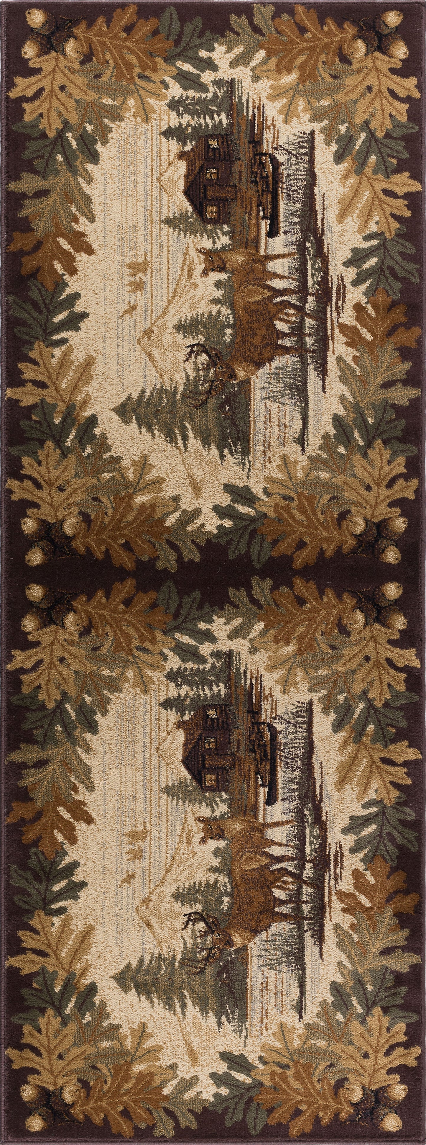 Tayse Lodge Area Rug NTR66-Oak Deer Novelty Cut Pile Indoor Polypropylene