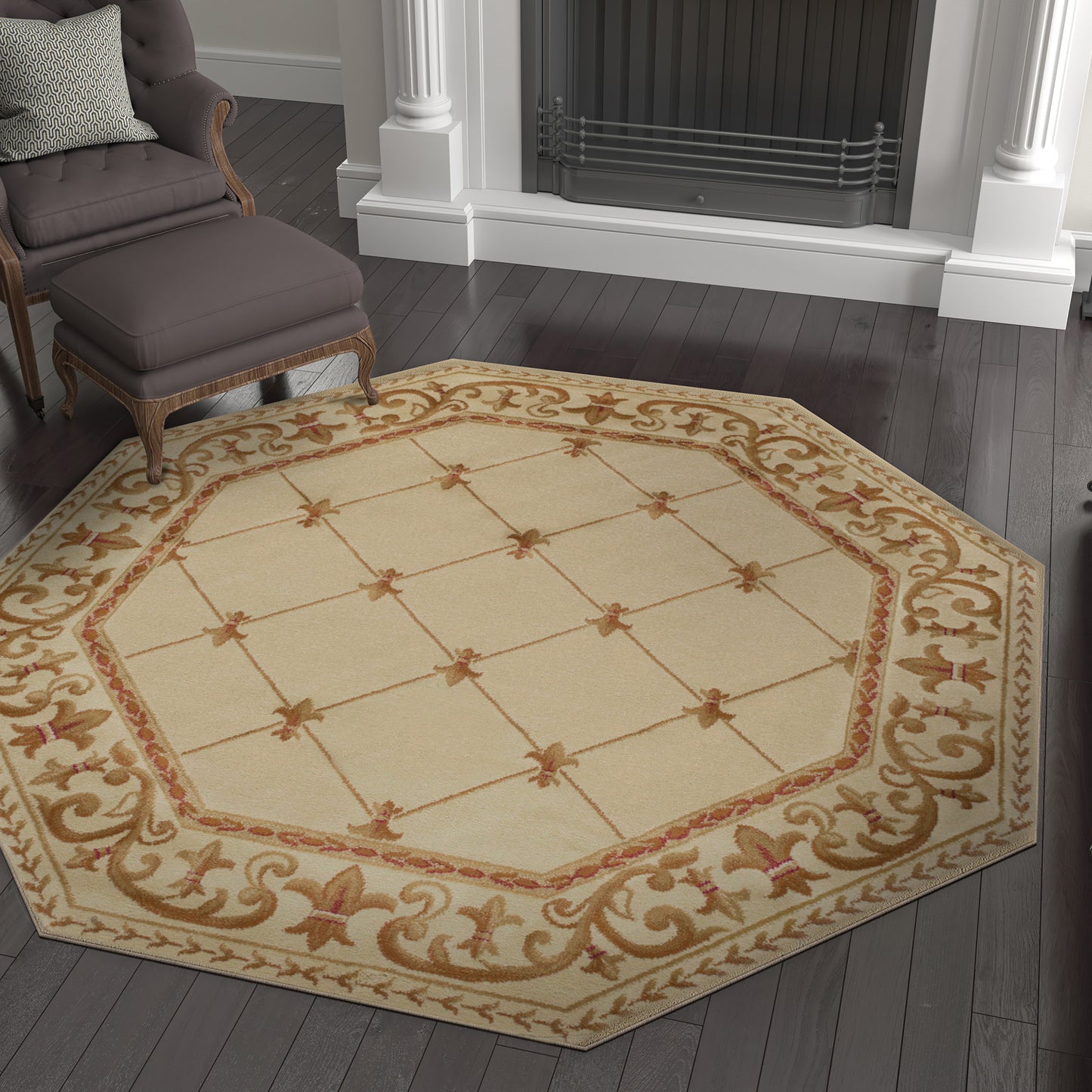 Tayse Border Area Rug SNS48-Orleans Traditional Cut Pile Indoor Polypropylene