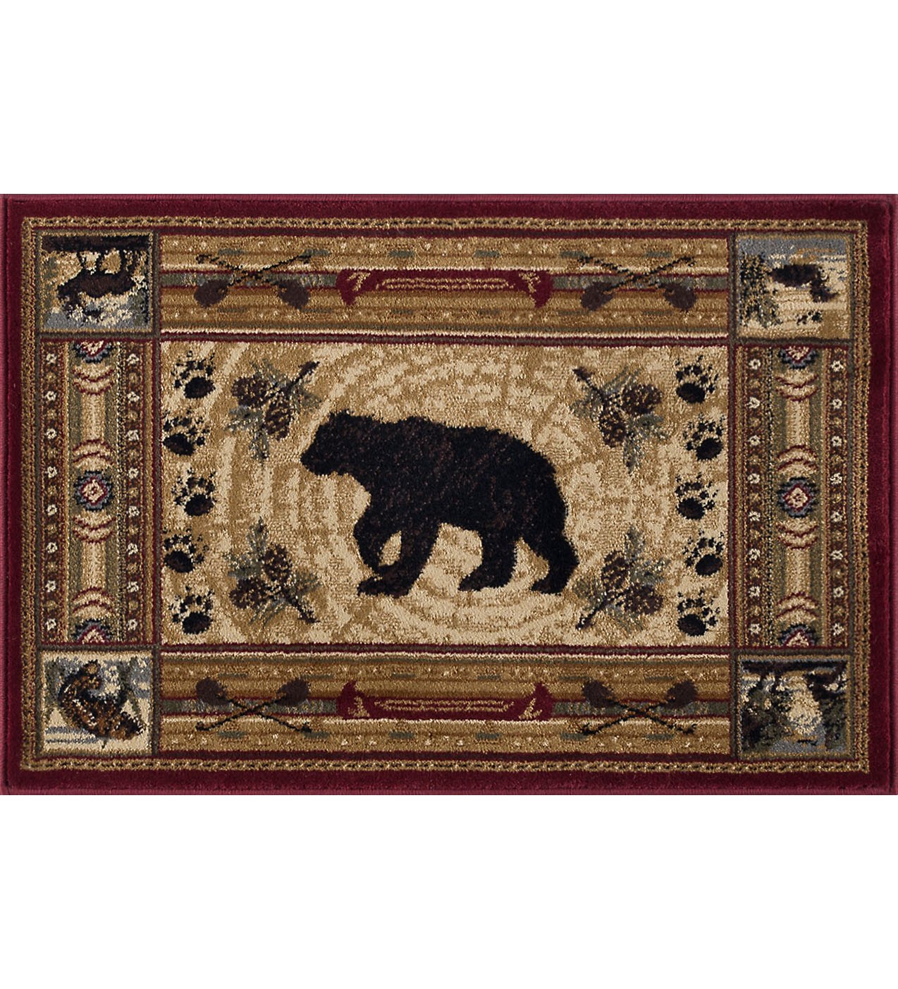 Tayse Lodge Area Rug NTR65-Black Bear Novelty Cut Pile Indoor Polypropylene