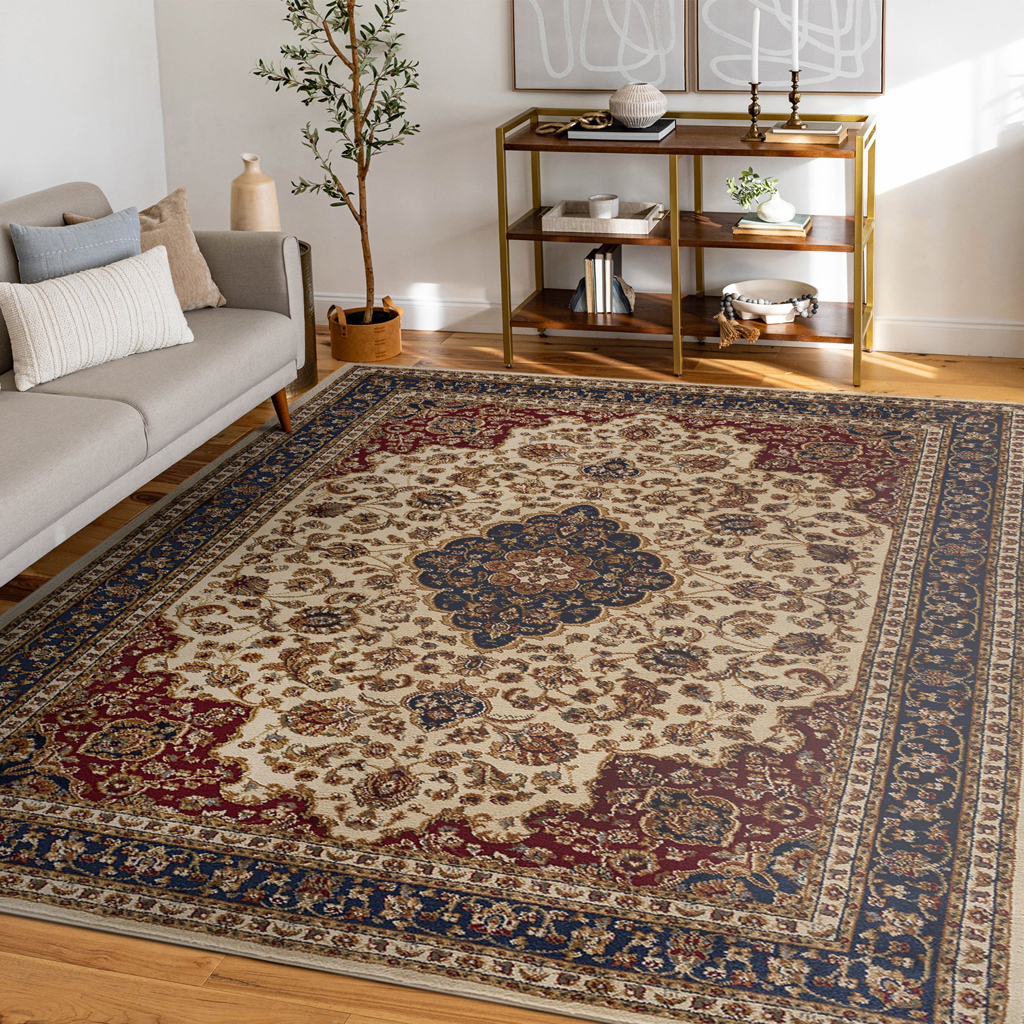 Tayse Border Area Rug SNS47-Kirsten Transitional Cut Pile Indoor