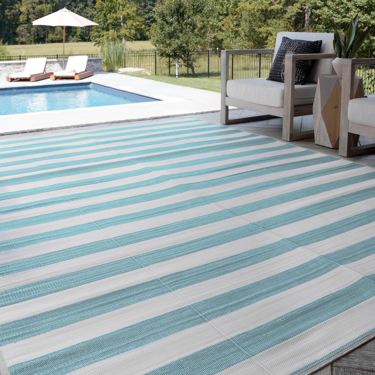 Tayse Stripes Area Rug LNA11-Simonson Contemporary Flat Weave Indoor/Outdoor Polypropylene