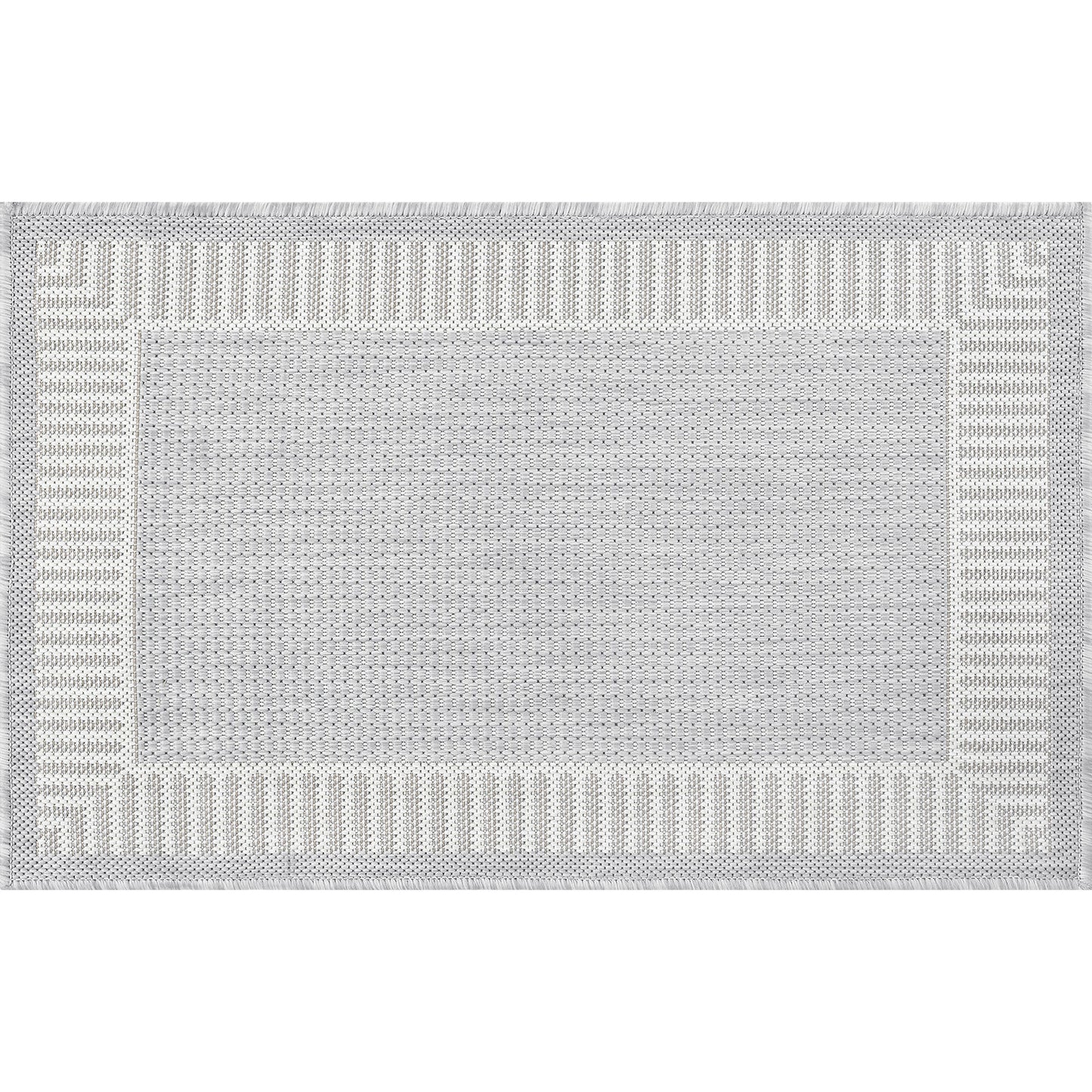 Tayse Striped Border Area Rug ECO11-Elgin Transitional Flat Weave Indoor/Outdoor Polypropylene