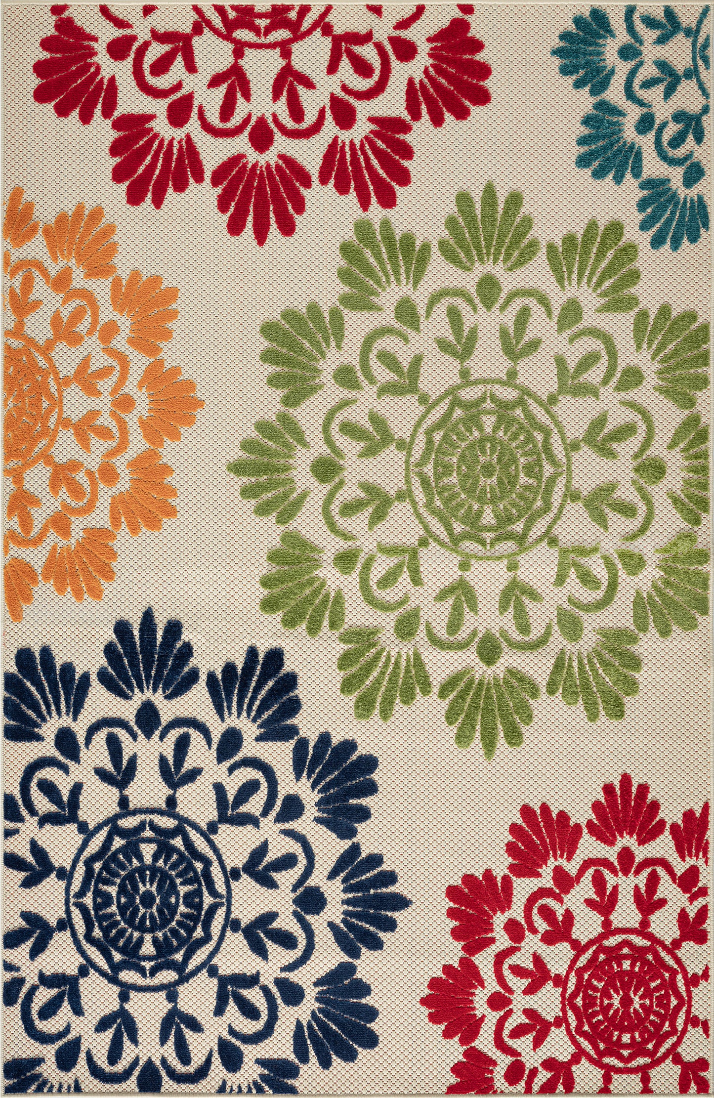 Tayse Floral Area Rug OAS11-Octavia Modern Cut & Flat Weave Indoor/Outdoor Polypropylene