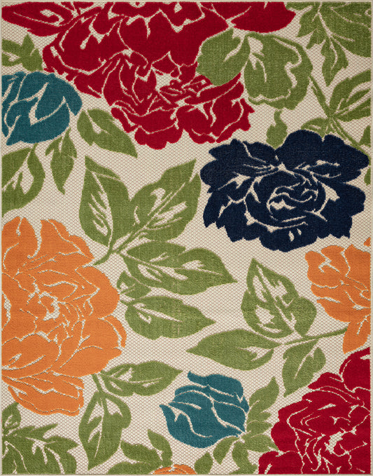 Tayse Floral Area Rug OAS16-Owen Modern Cut & Flat Weave Indoor/Outdoor Polypropylene