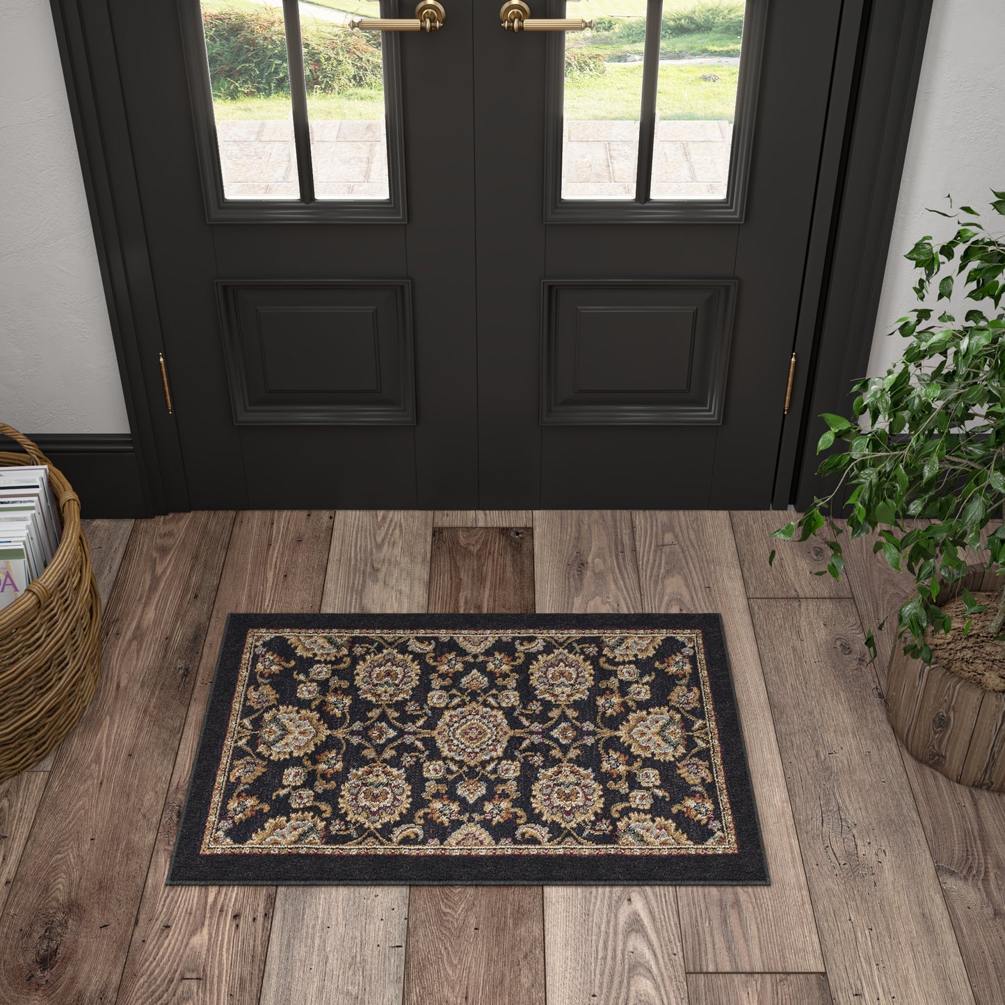 Tayse Border Area Rug SNS48-Charlotte Traditional Cut Pile Indoor Polypropylene