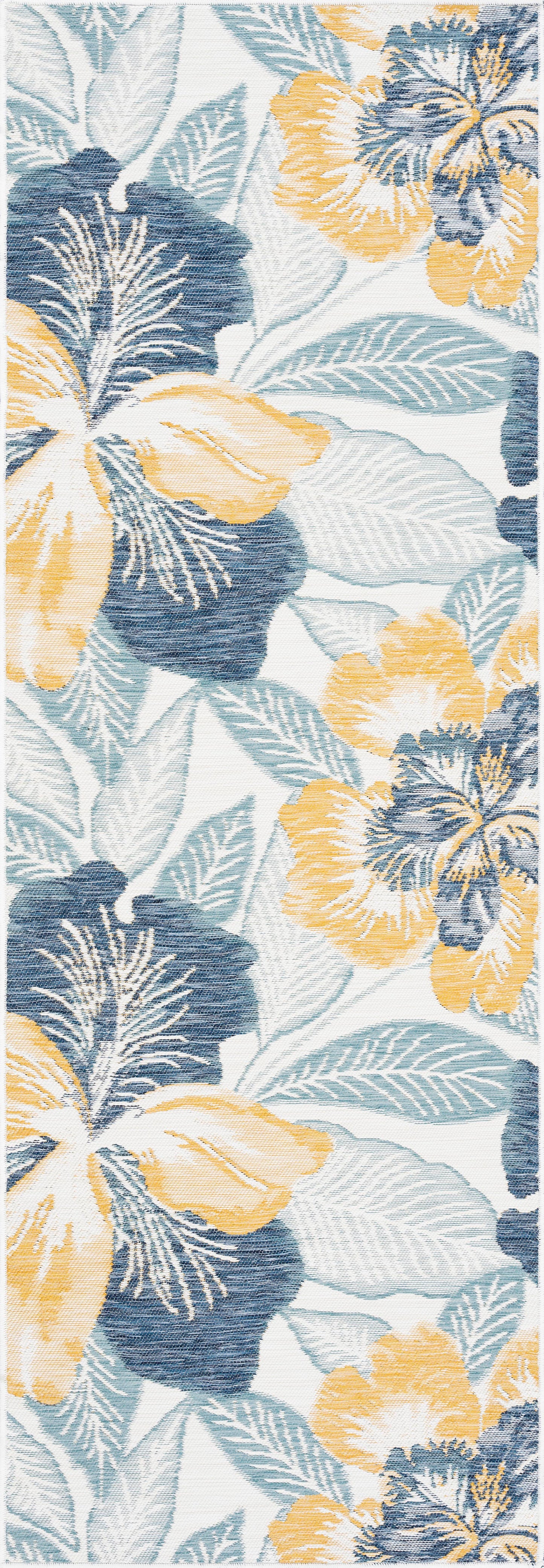 Tayse Floral Area Rug FLO14-Ramon Contemporary Flat Weave Indoor/Outdoor Polypropylene