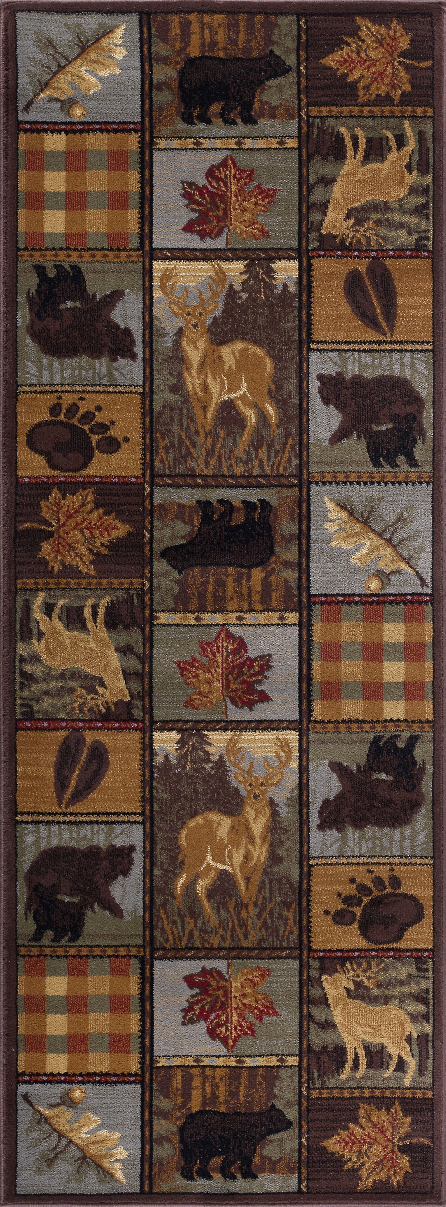 Tayse Lodge Area Rug NTR65-Colorblock Wildlife Novelty Cut Pile Indoor Polypropylene