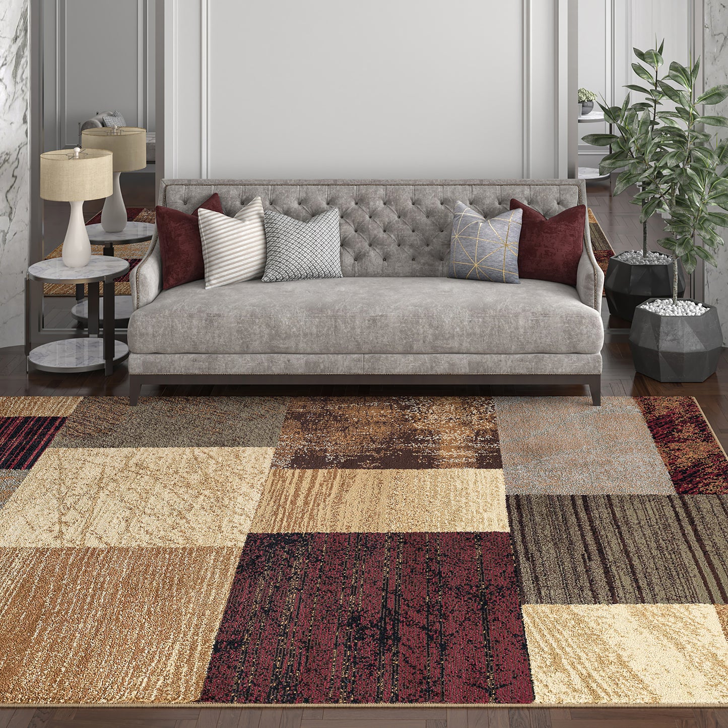 Tayse Geometric Area Rug ELG52-Augusta Contemporary Cut Pile Indoor Polypropylene