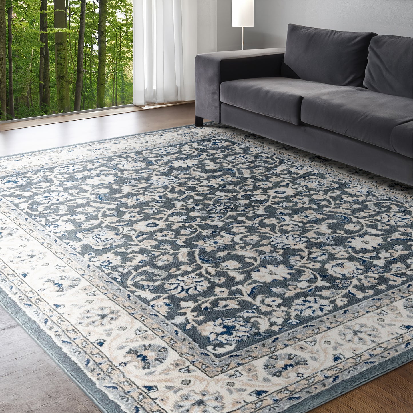 Tayse Floral Area Rug MDN46-Tessie Traditional Cut Pile Indoor Polypropylene