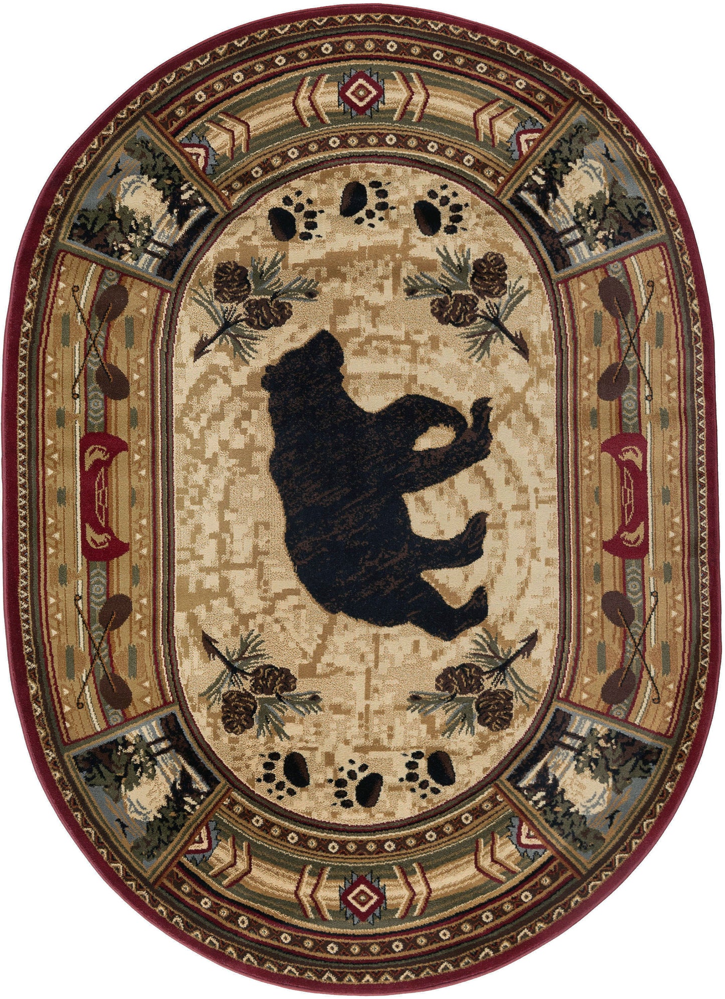 Tayse Lodge Area Rug NTR65-Black Bear Novelty Cut Pile Indoor Polypropylene