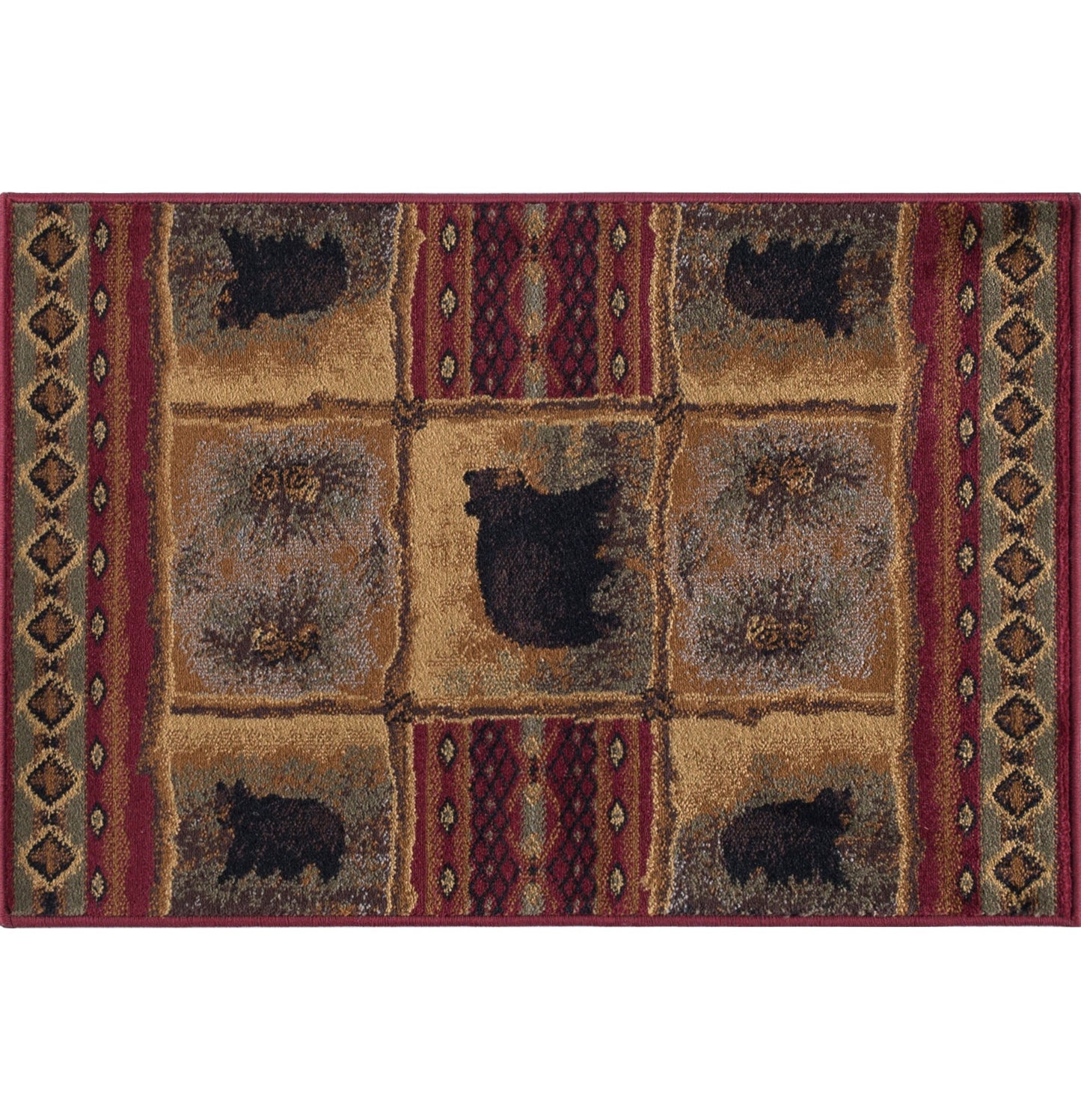 Tayse Lodge Area Rug NTR65-Sierra Bear Novelty Cut Pile Indoor Polypropylene