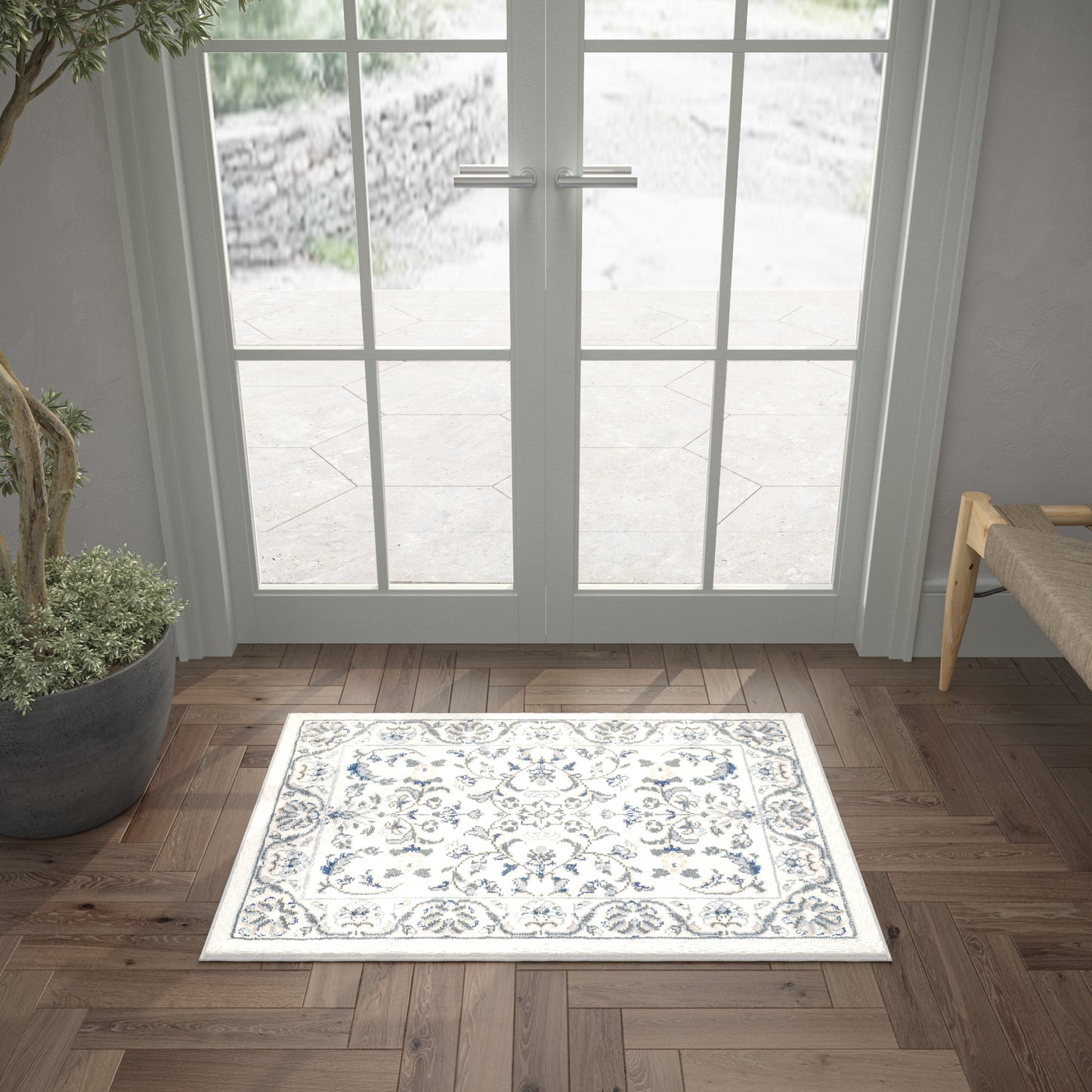 Tayse Floral Area Rug MDN46-Tessie Traditional Cut Pile Indoor Polypropylene