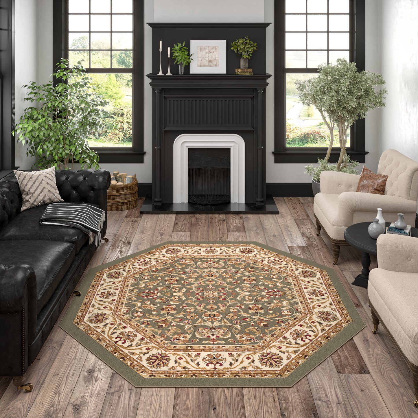 Tayse Border Area Rug SNS48-Ventura Traditional Cut Pile Indoor Polypropylene