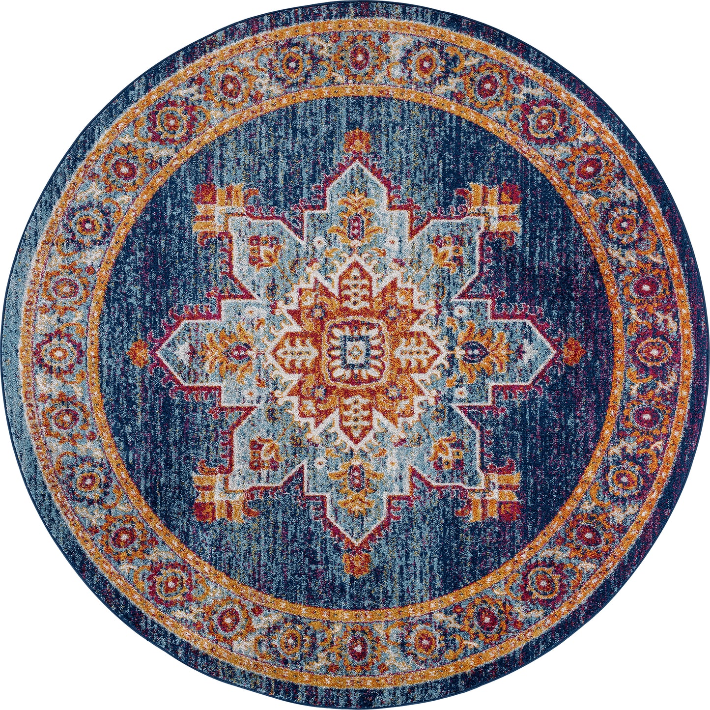 Tayse Medallion Area Rug DIA19-Mila Traditional Cut Pile Indoor Polypropylene