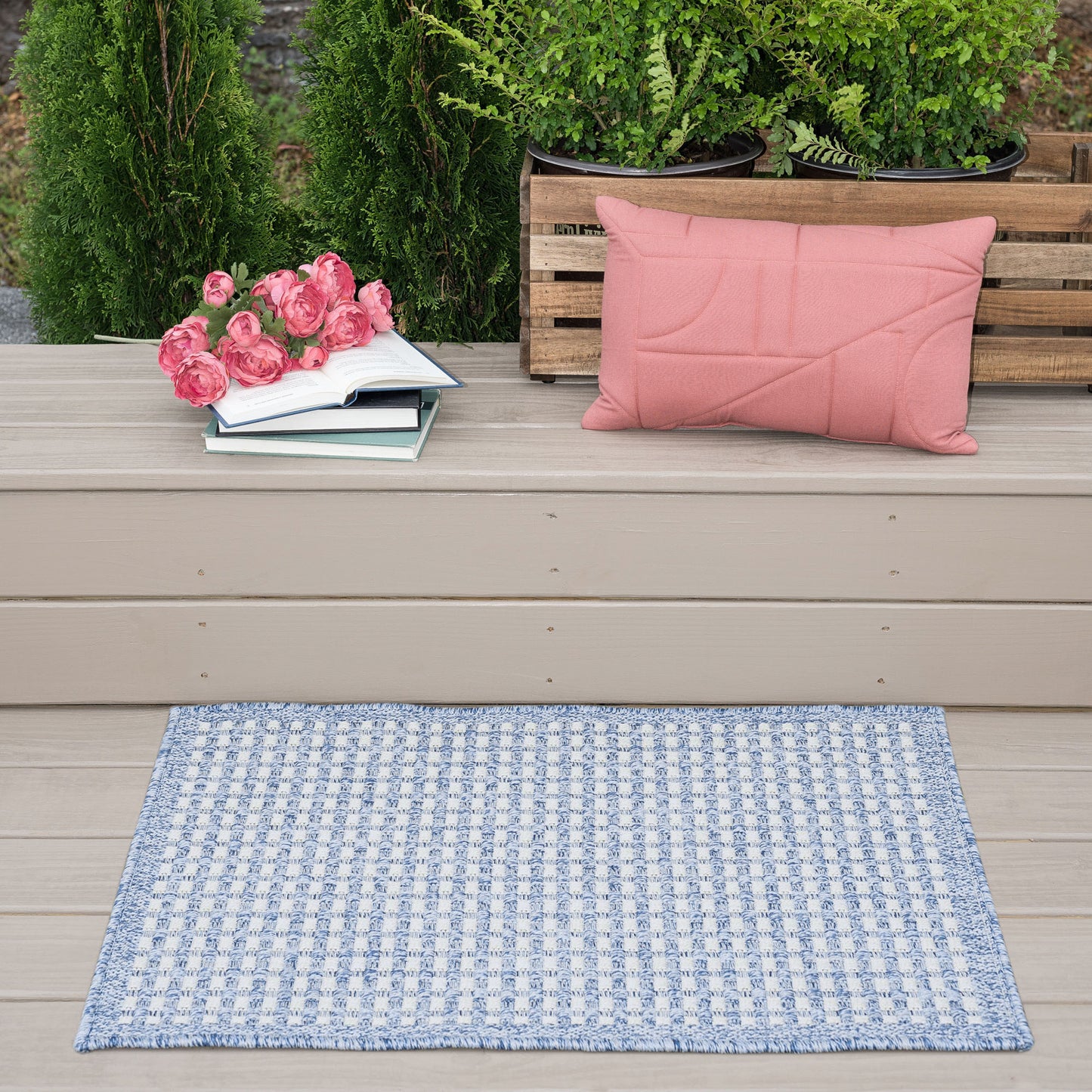 Tayse Basketweave Area Rug DEN10-Dickens Contemporary Flat Weave Indoor/Outdoor Polypropylene