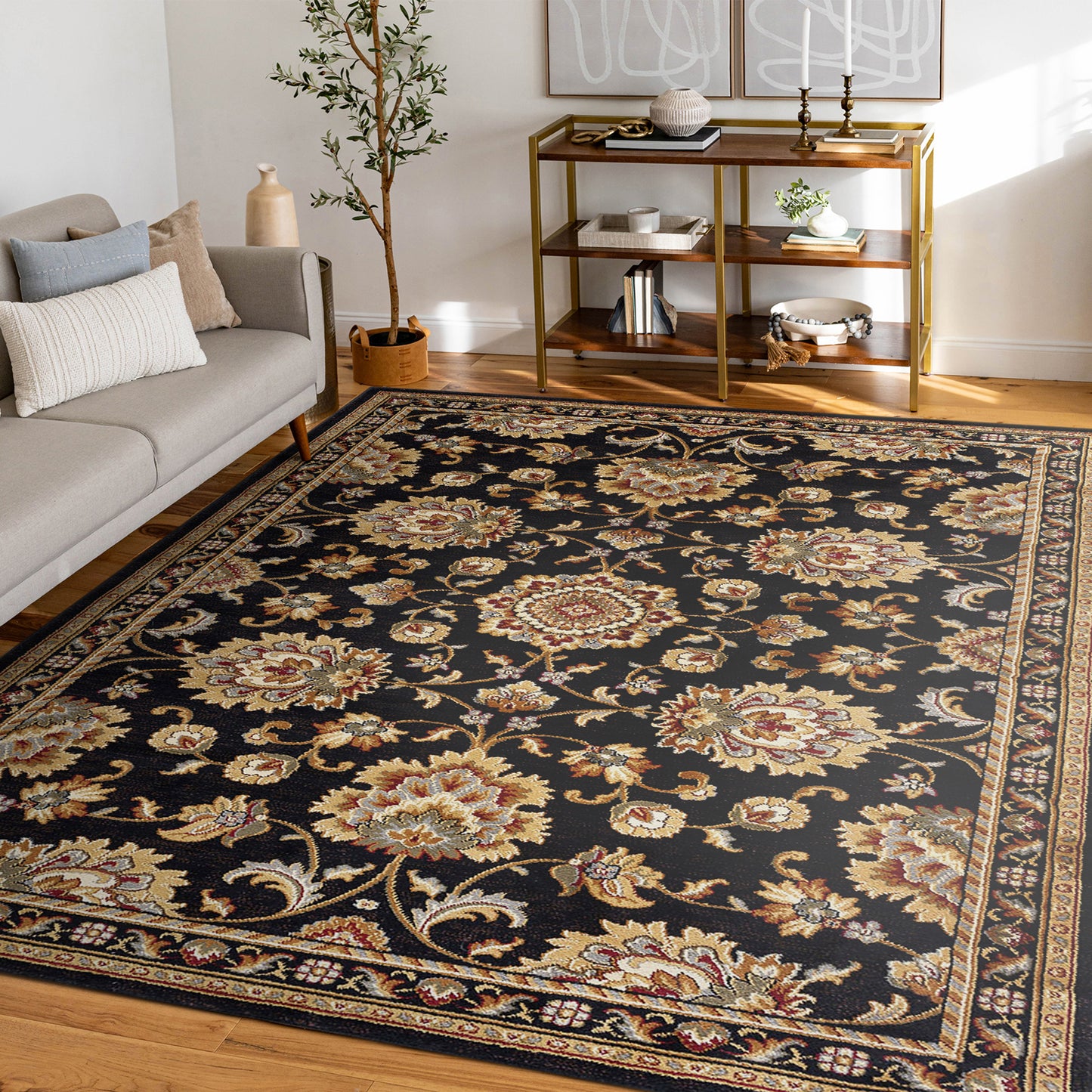 Tayse Border Area Rug SNS48-Charlotte Traditional Cut Pile Indoor Polypropylene