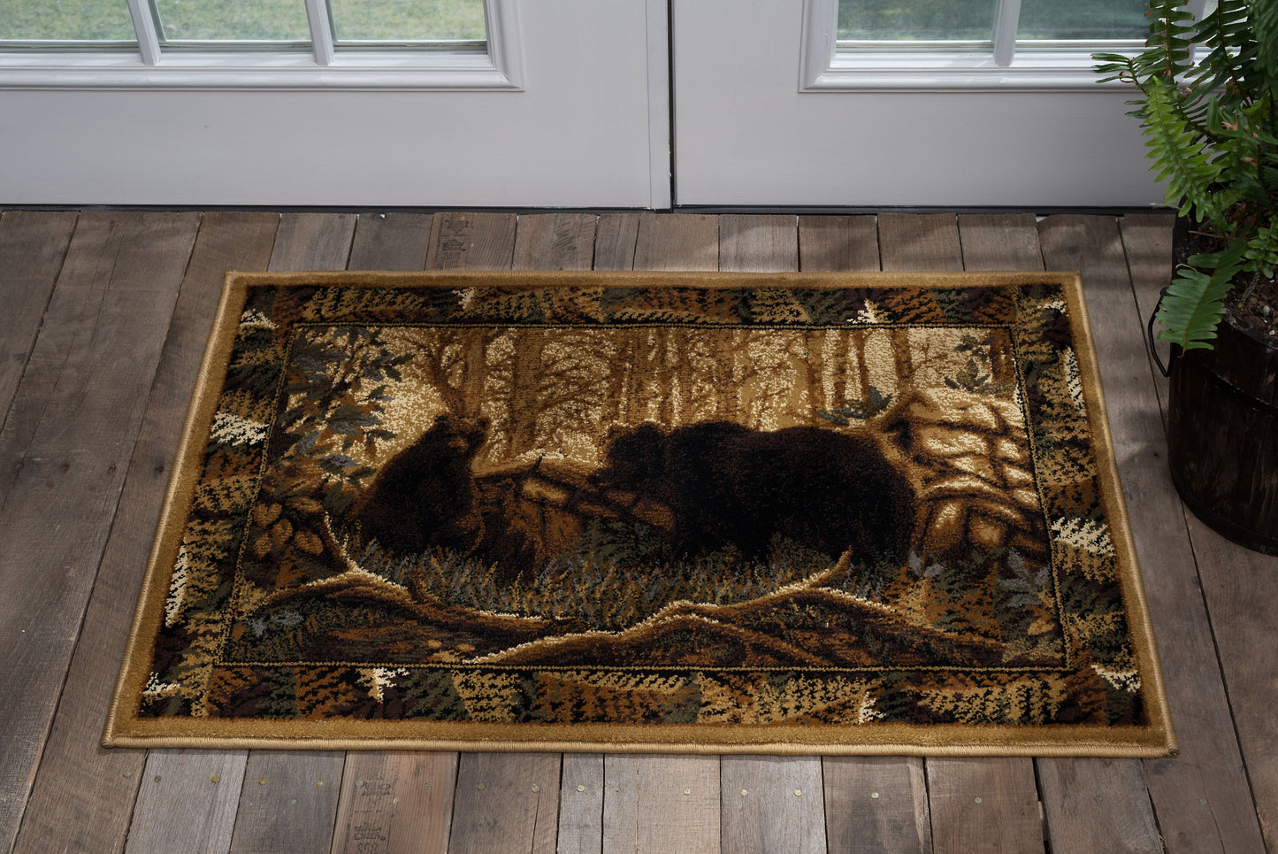 Tayse Lodge Area Rug NTR66-Fern Bear Novelty Cut Pile Indoor Polypropylene