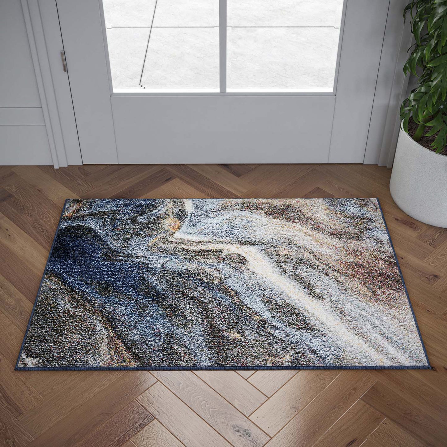 Tayse Abstract Area Rug REI20-Orlando Contemporary Cut Pile Indoor Polypropylene